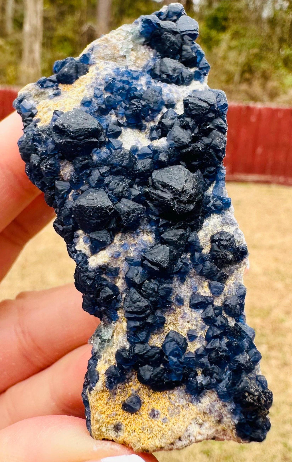 100 Grams Rare Deep Blue Blueberry Fluorite on Matrix from Inner Mongolia