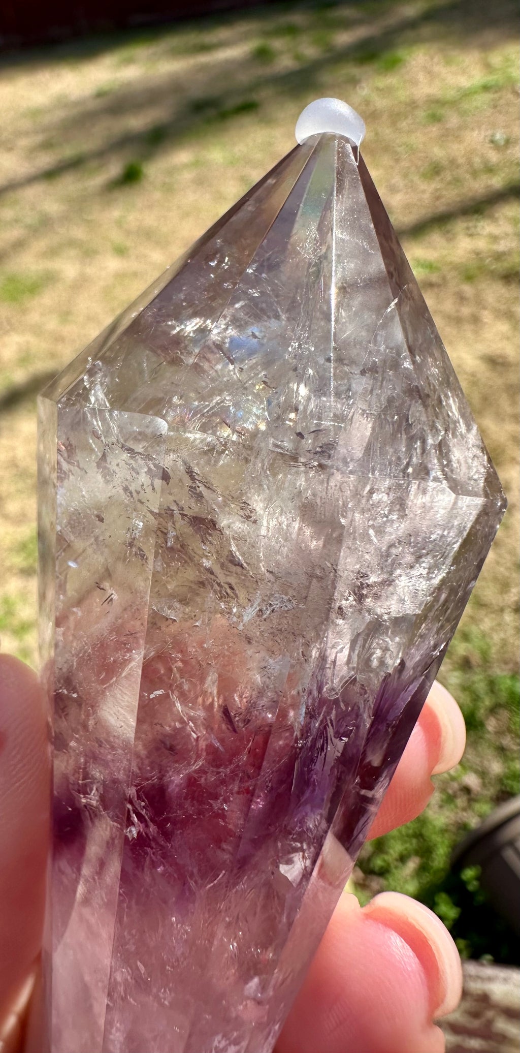 12-Sided Smoky Quartz Vogel Wand – Amethyst Phantom, Rainbows, Brazil