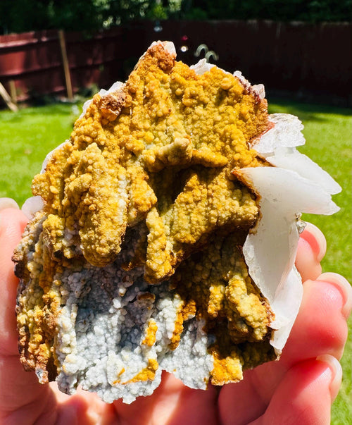 114 Grams Enchanted Earth Glow: Limonite over Gibbsite Matrix with UV Reactive Pink Calcite – A Rarity from Greece