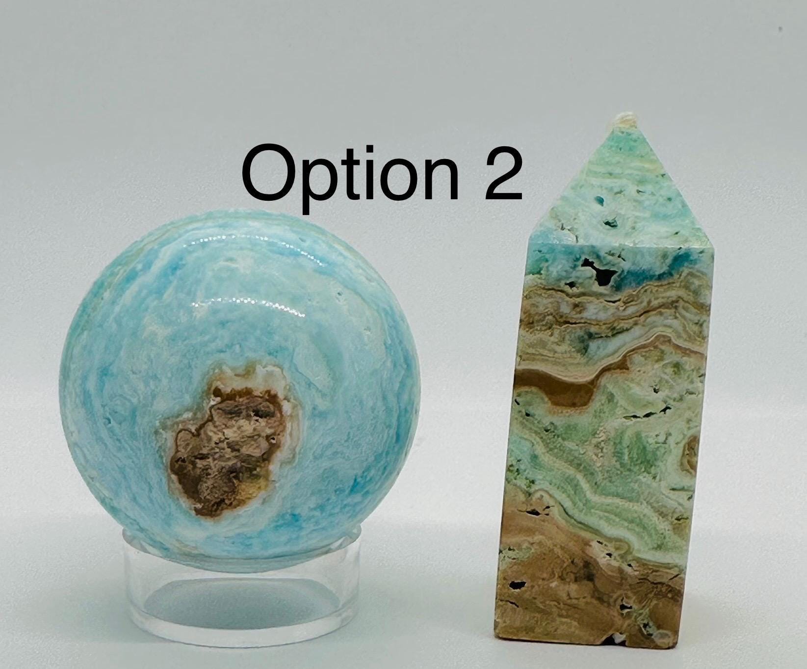 Blue Hemimorphite Crystal Set - Sphere & Tower Duo