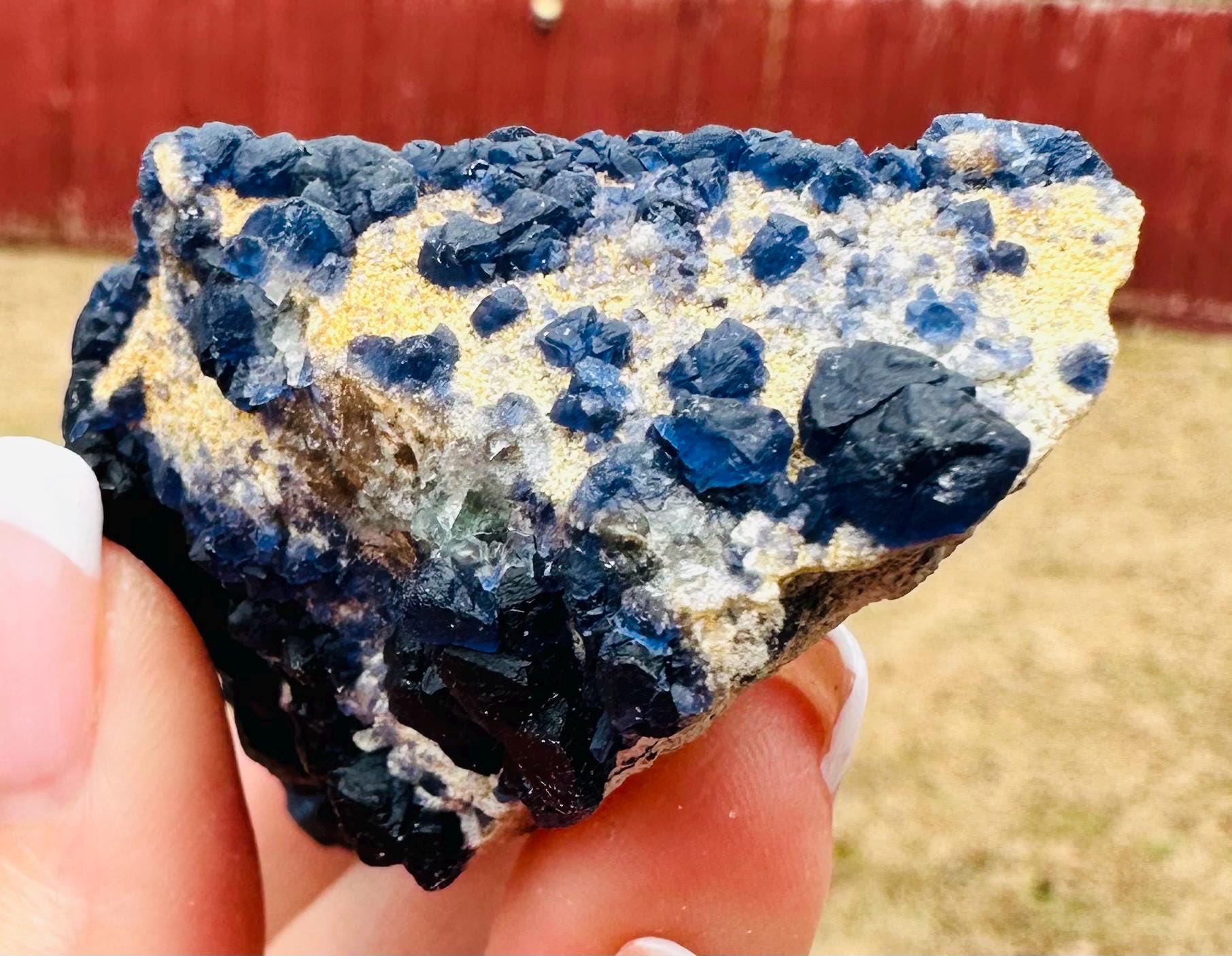 100 Grams Rare Deep Blue Blueberry Fluorite on Matrix from Inner Mongolia