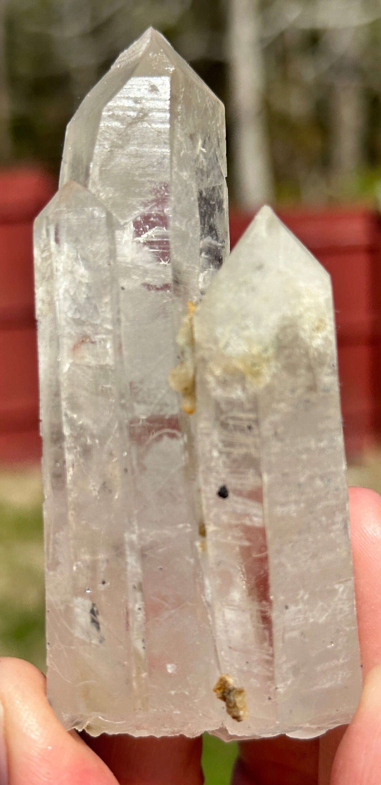 125 Grams Clear Quartz Point with mini Specularite Rosettes
