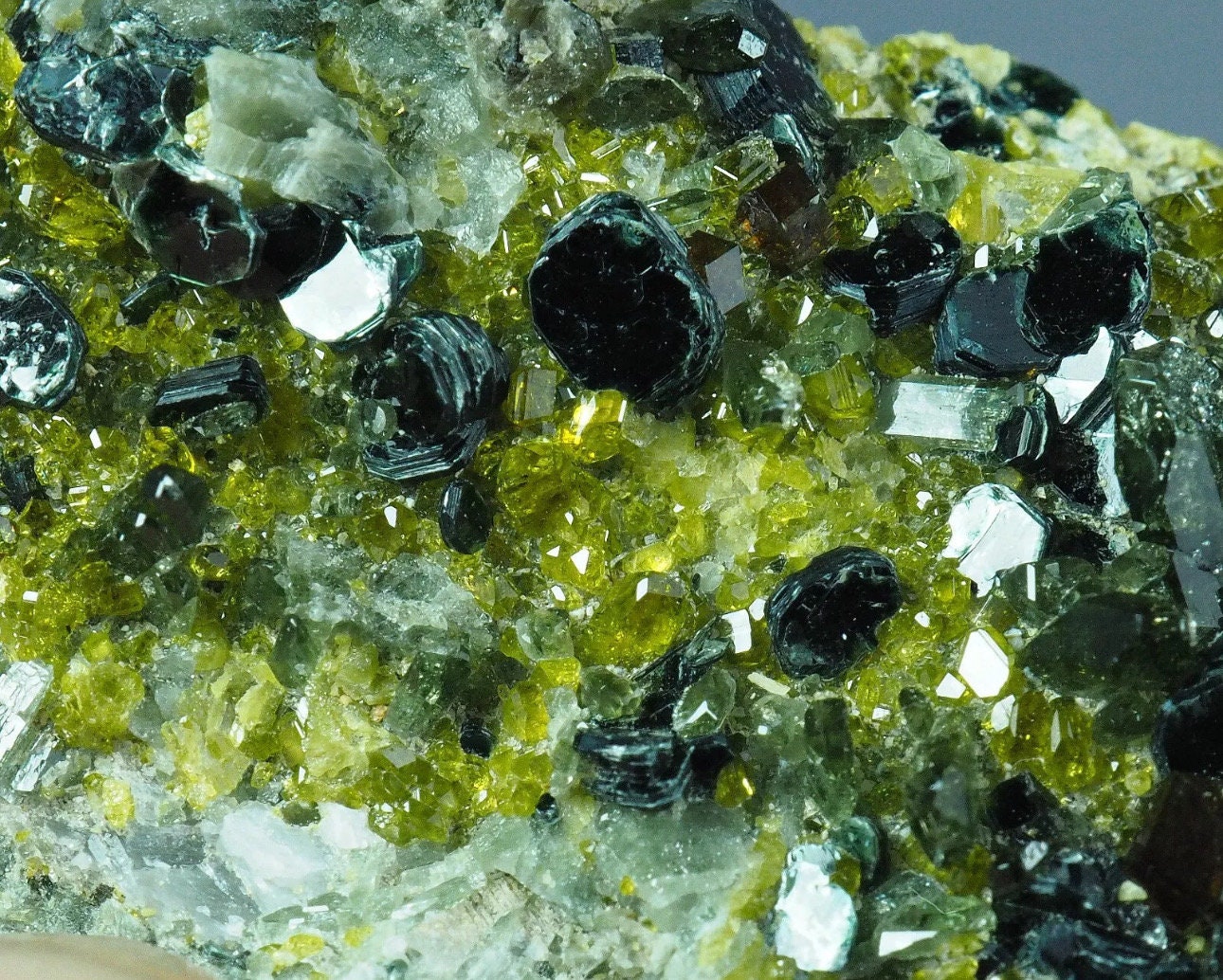 29 Grams of Vesuvianite/Idocrase and Diopside Cluster with black Muscovite