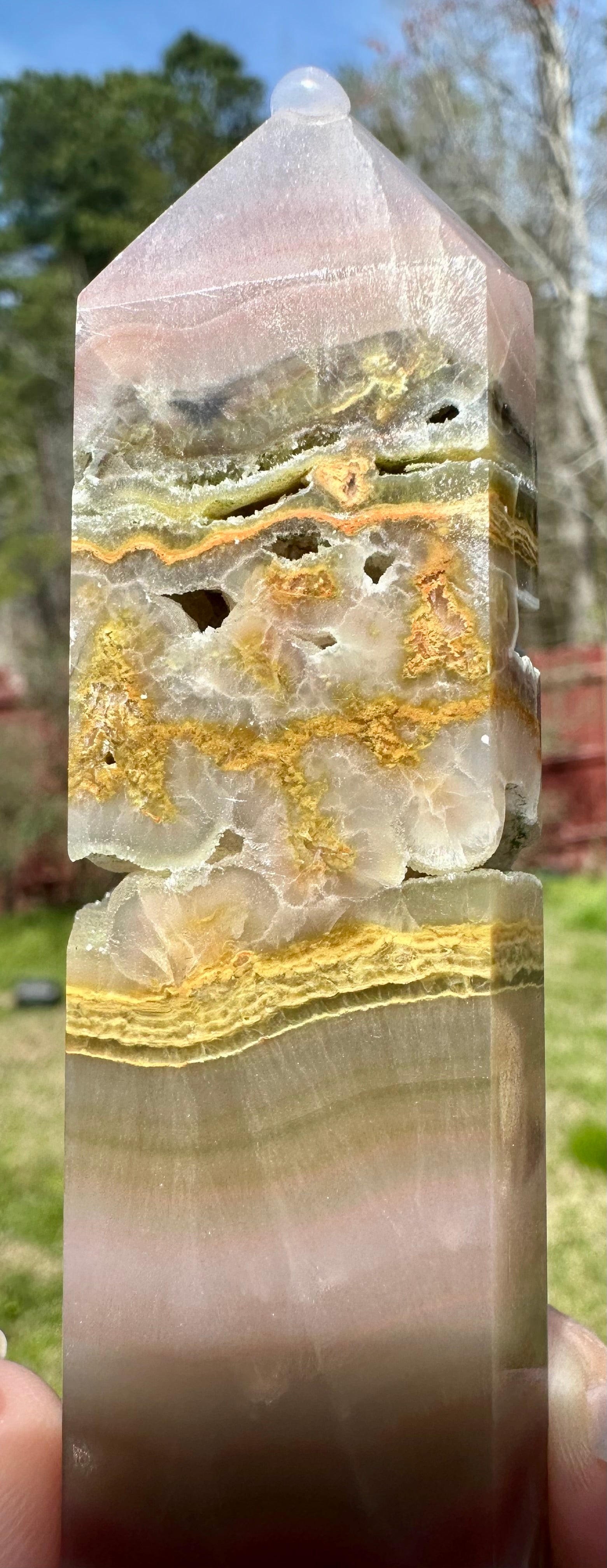 Pink Banded Calcite Sphere and Tower Set, Pakistan