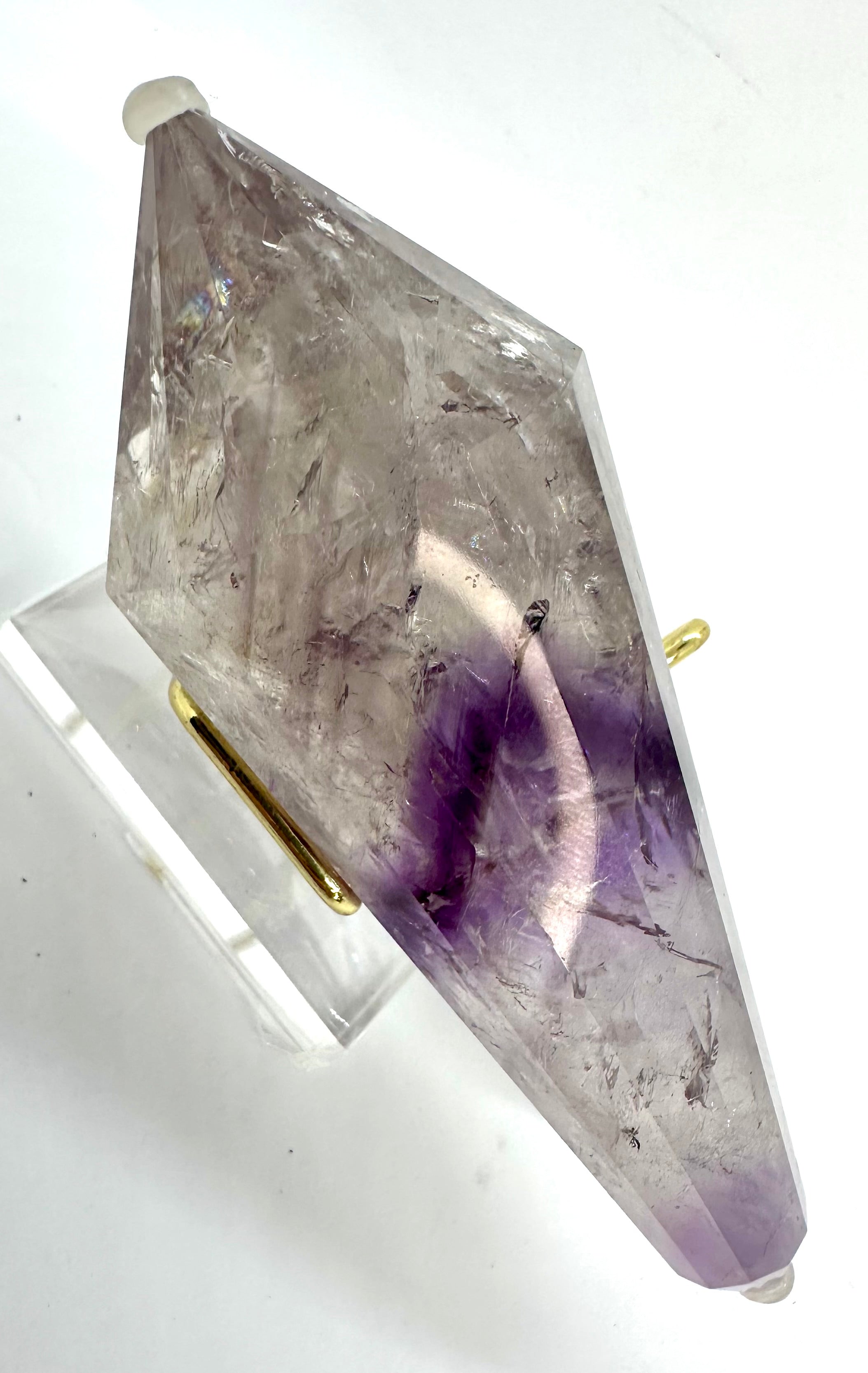 12-Sided Smoky Quartz Vogel Wand – Amethyst Phantom, Rainbows, Brazil