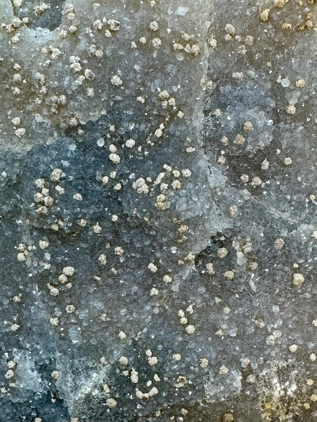 121 grams Drusy Blue‑Grey Chalcedony Slab with Barite “Stars” from Brazil