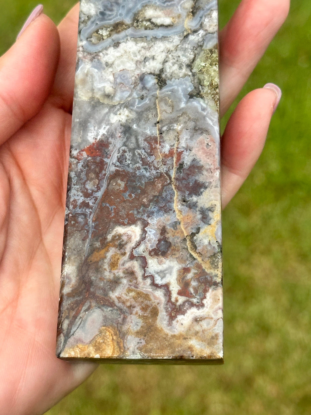 514 Grams Unique and Beautiful Purple Crazy Lace Agate Tower