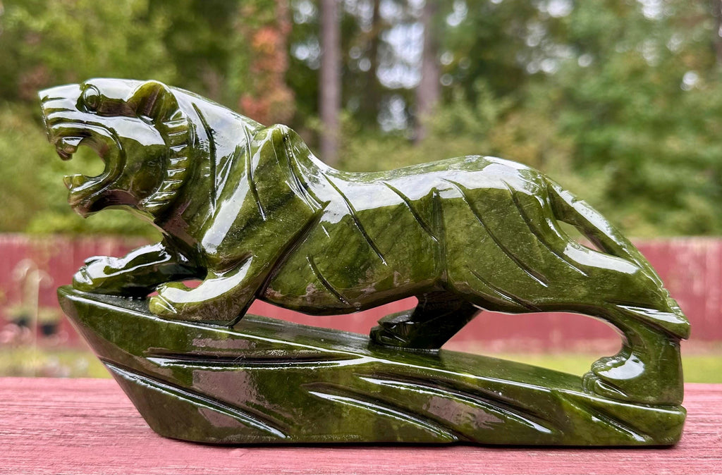1147 Grams Nephrite Jade Tiger Carving – Guardian of Vitality and Grace