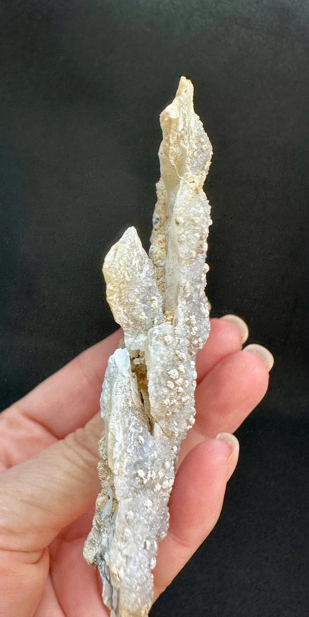 121 grams Drusy Blue‑Grey Chalcedony Slab with Barite “Stars” from Brazil