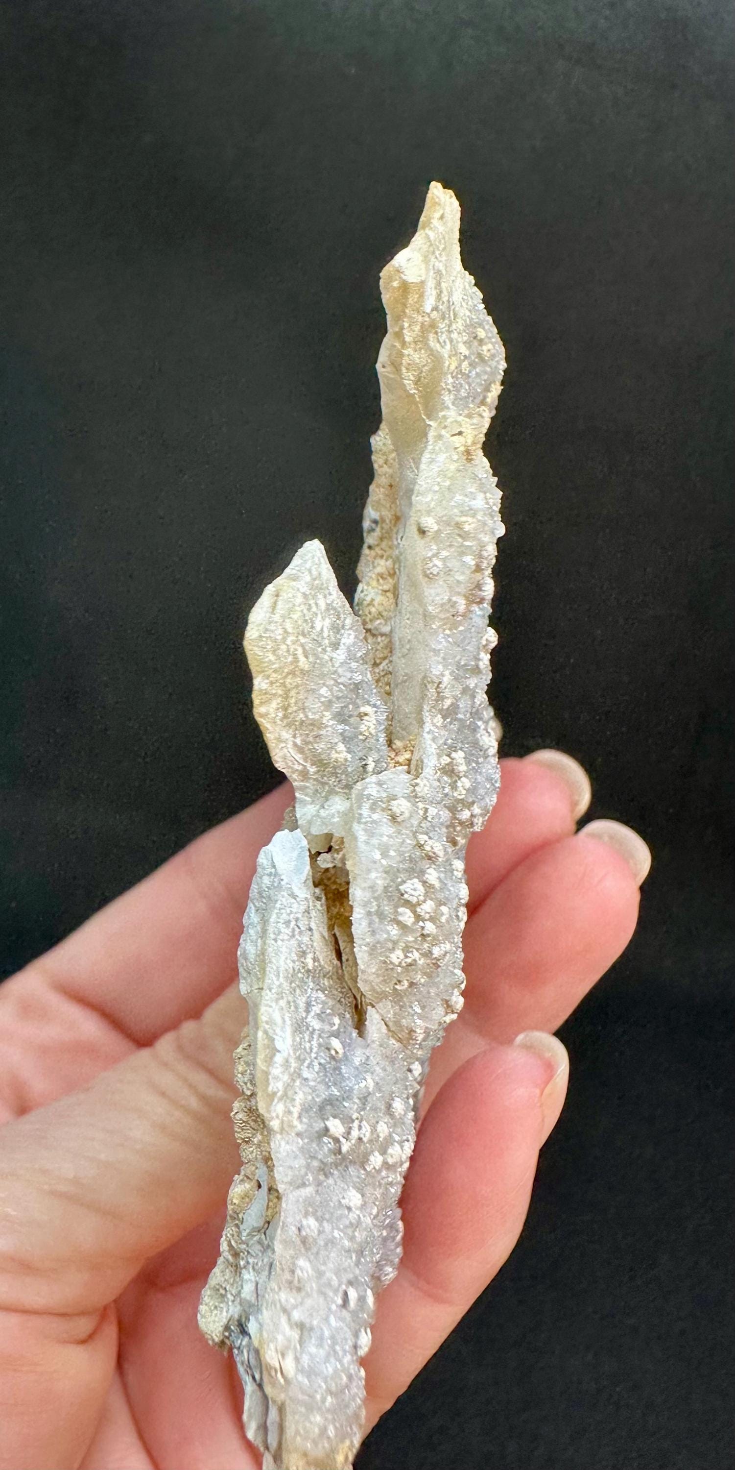 121 grams Drusy Blue‑Grey Chalcedony Slab with Barite “Stars” from Brazil