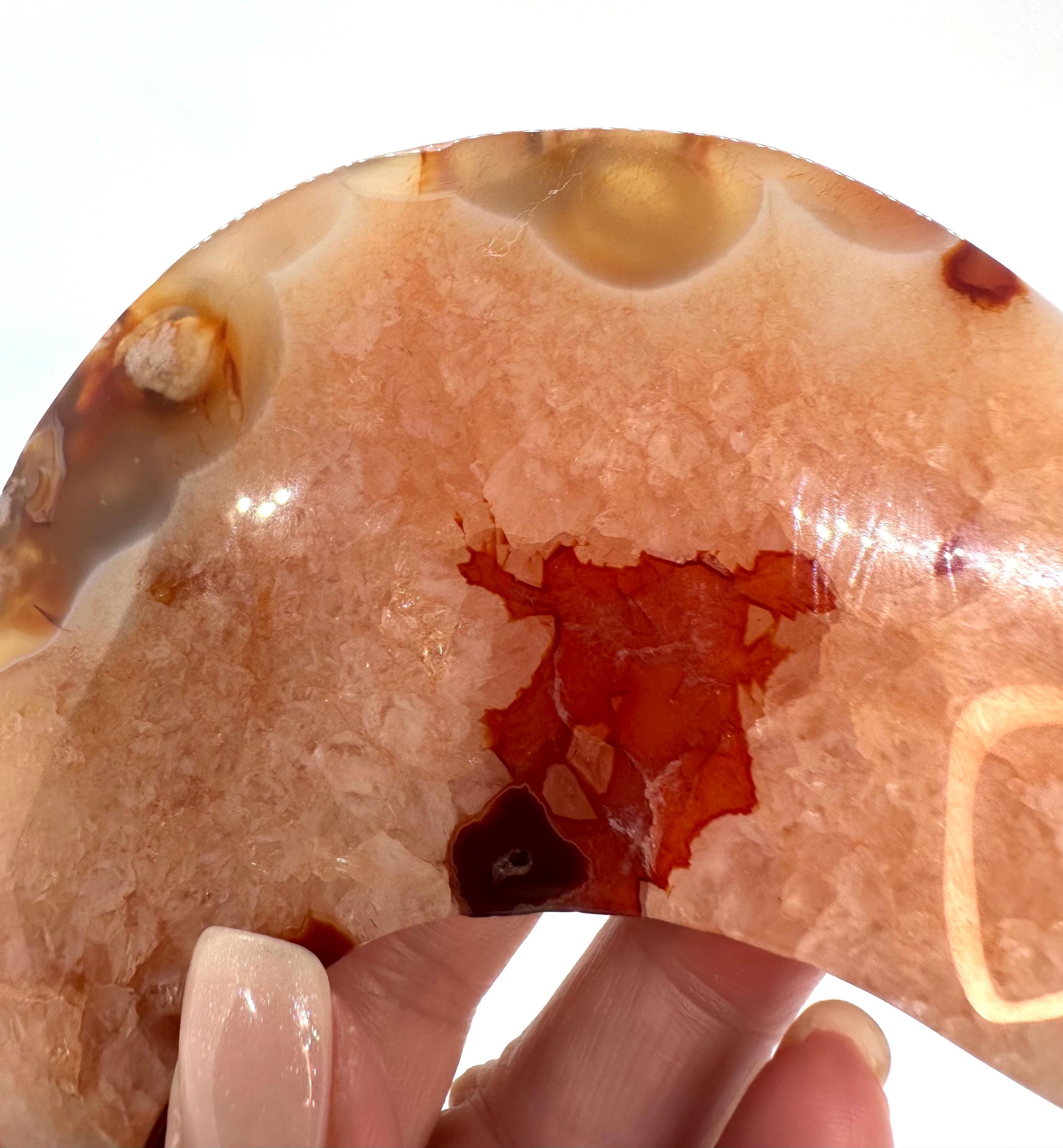 222 Grams Carnelian & Flower Agate Crescent Moon From Madagascar