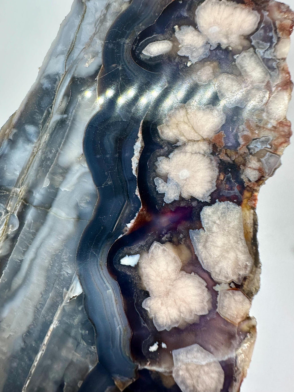 412 Grams Dark Blue Flower Agate Slab from Madagascar