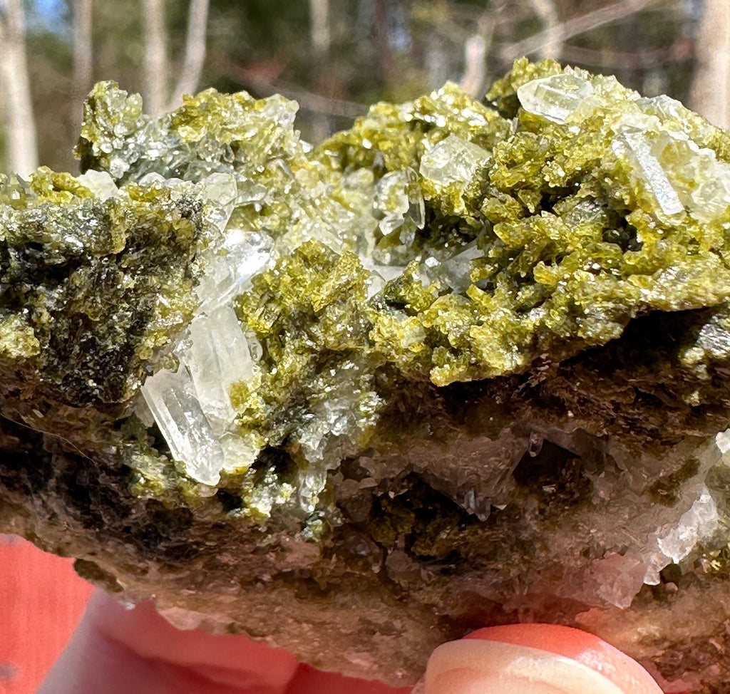 90 Grams Green Epidote  with a Needle Quartz Bunch from Pakistan