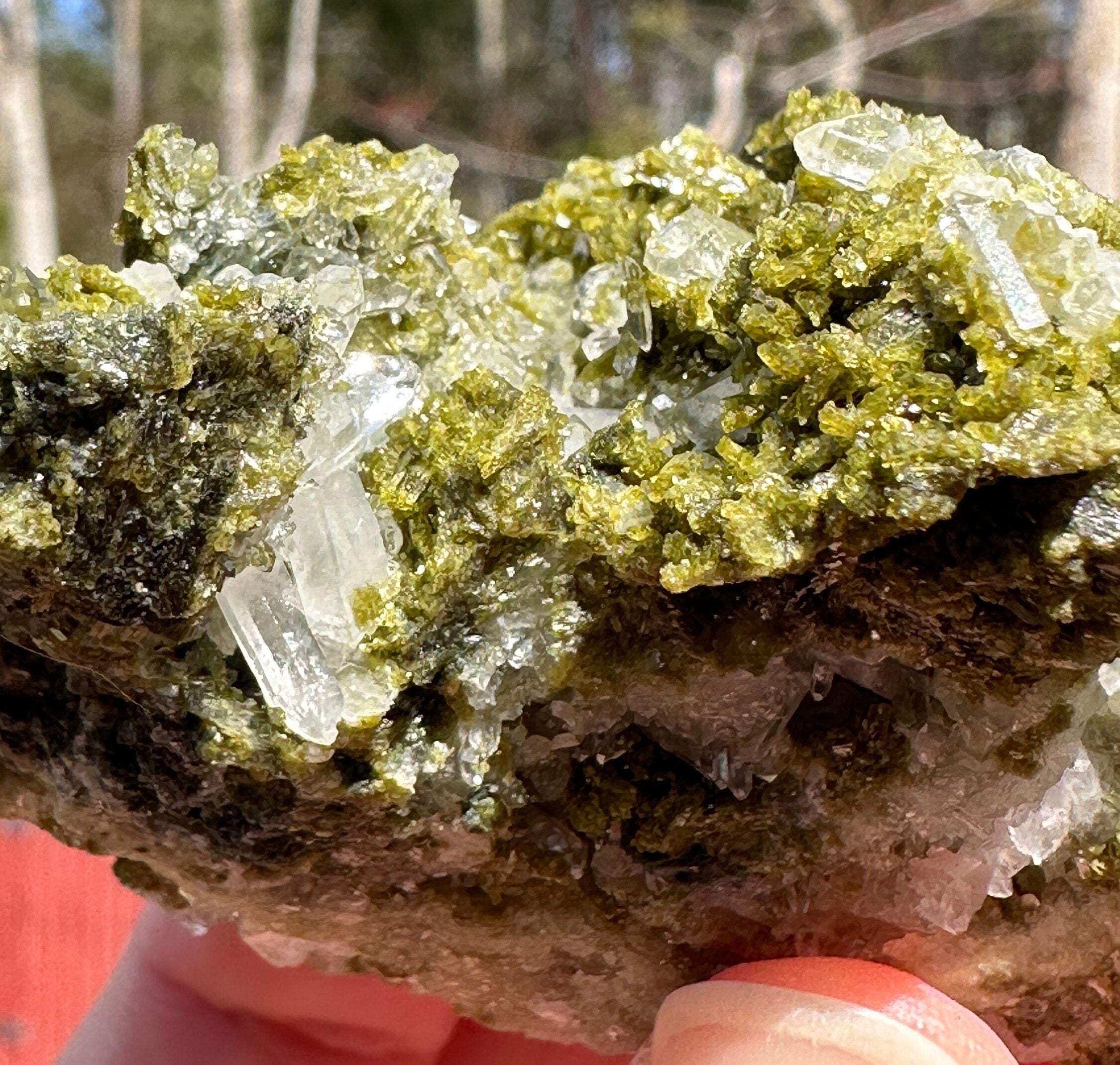 90 Grams Green Epidote  with a Needle Quartz Bunch from Pakistan