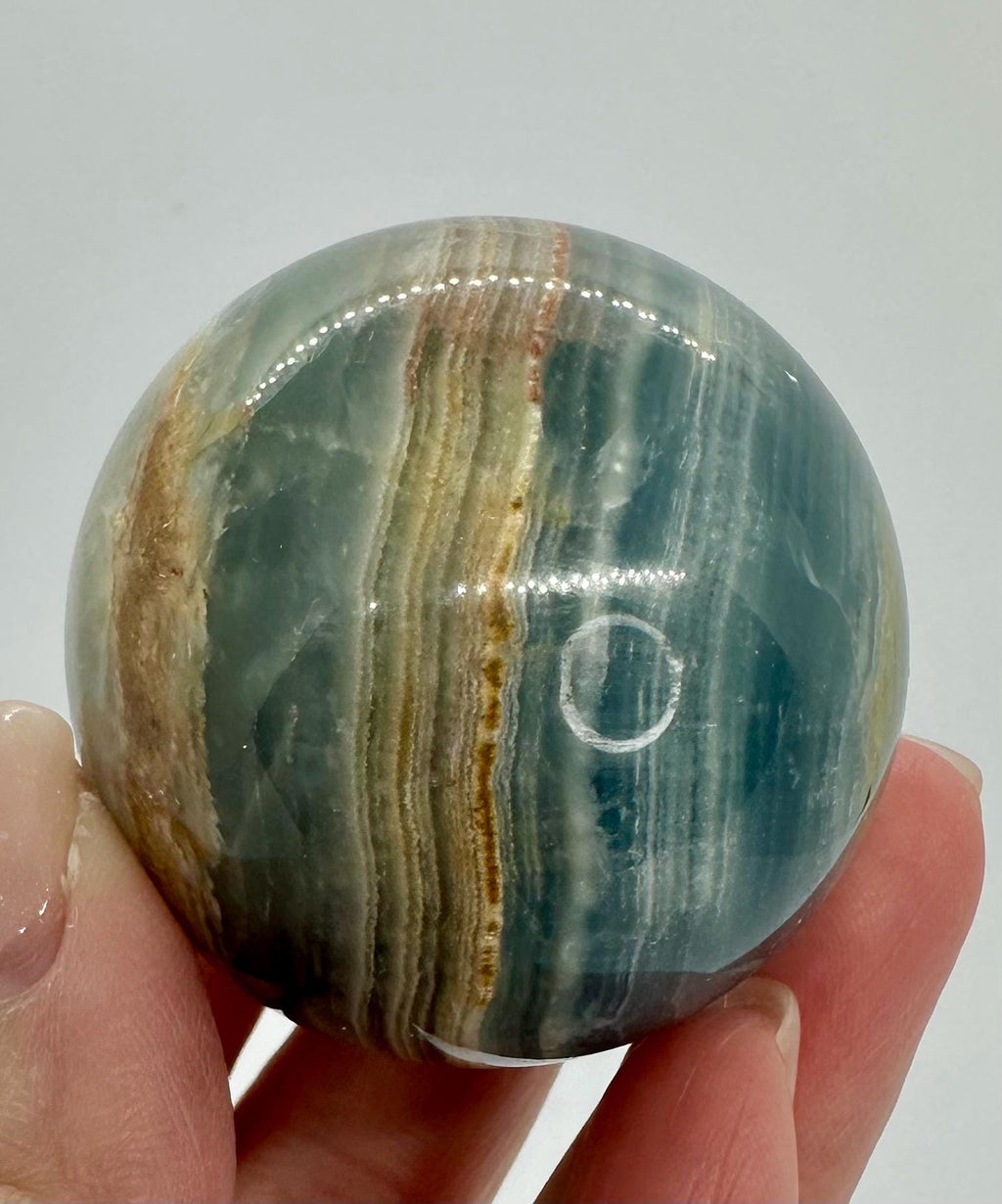 Aquatine Lemurian Trio: Sphere, Mini Tower & Crescent Moon Face