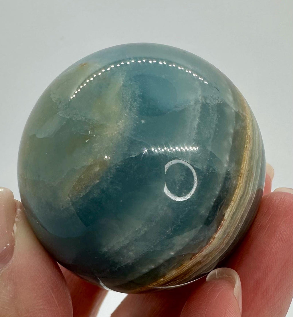 Aquatine Lemurian Trio: Sphere, Mini Tower & Crescent Moon Face