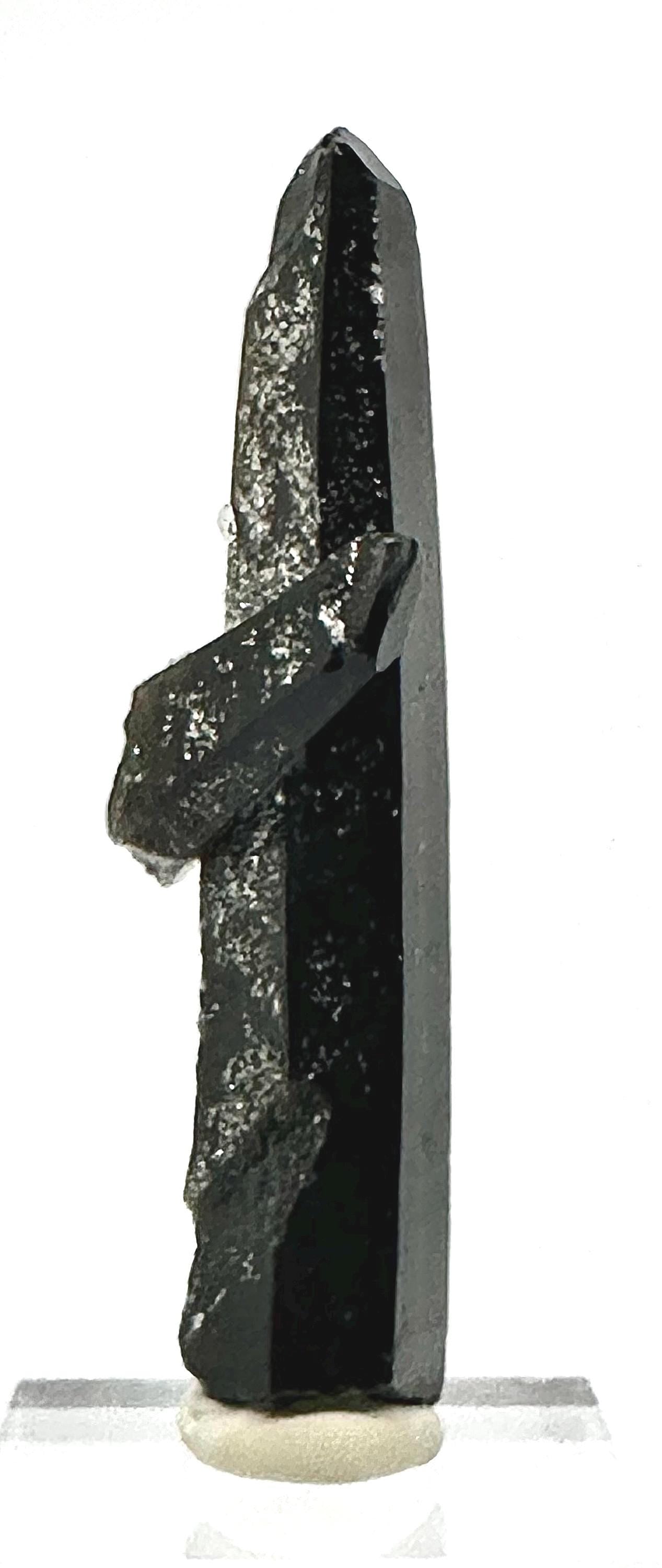 32 Grams Natural Lustrous Black Quartz with Intergrown Crystal and Sugary Zoning from Cristalina, Goiás, Brazil