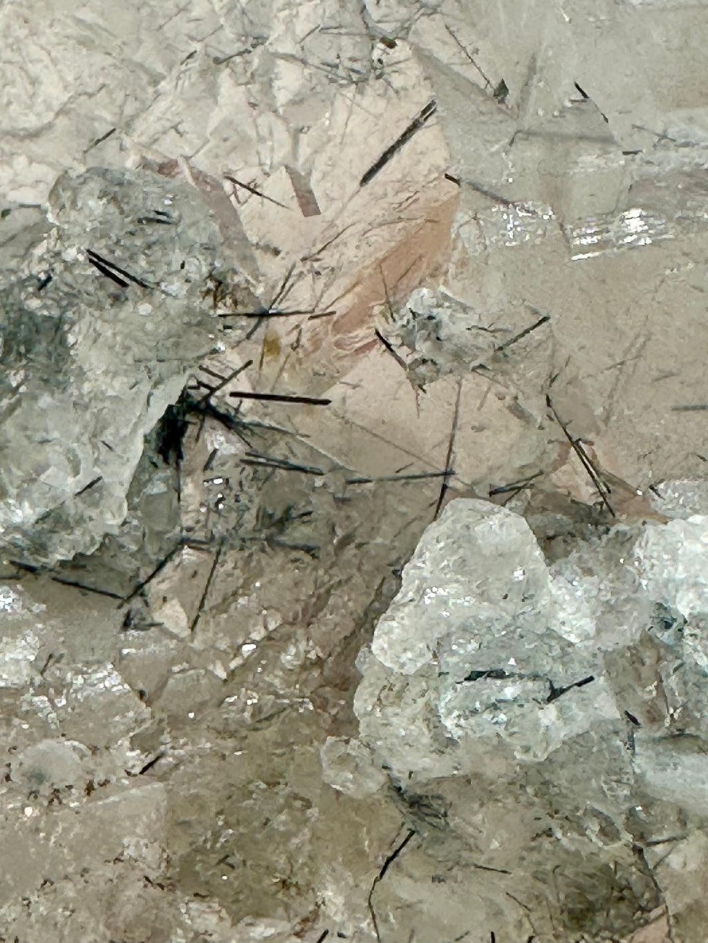 Magnesio-Riebeckite Included Smoky Quartz with Rainbows Point, Sagi Mountain
