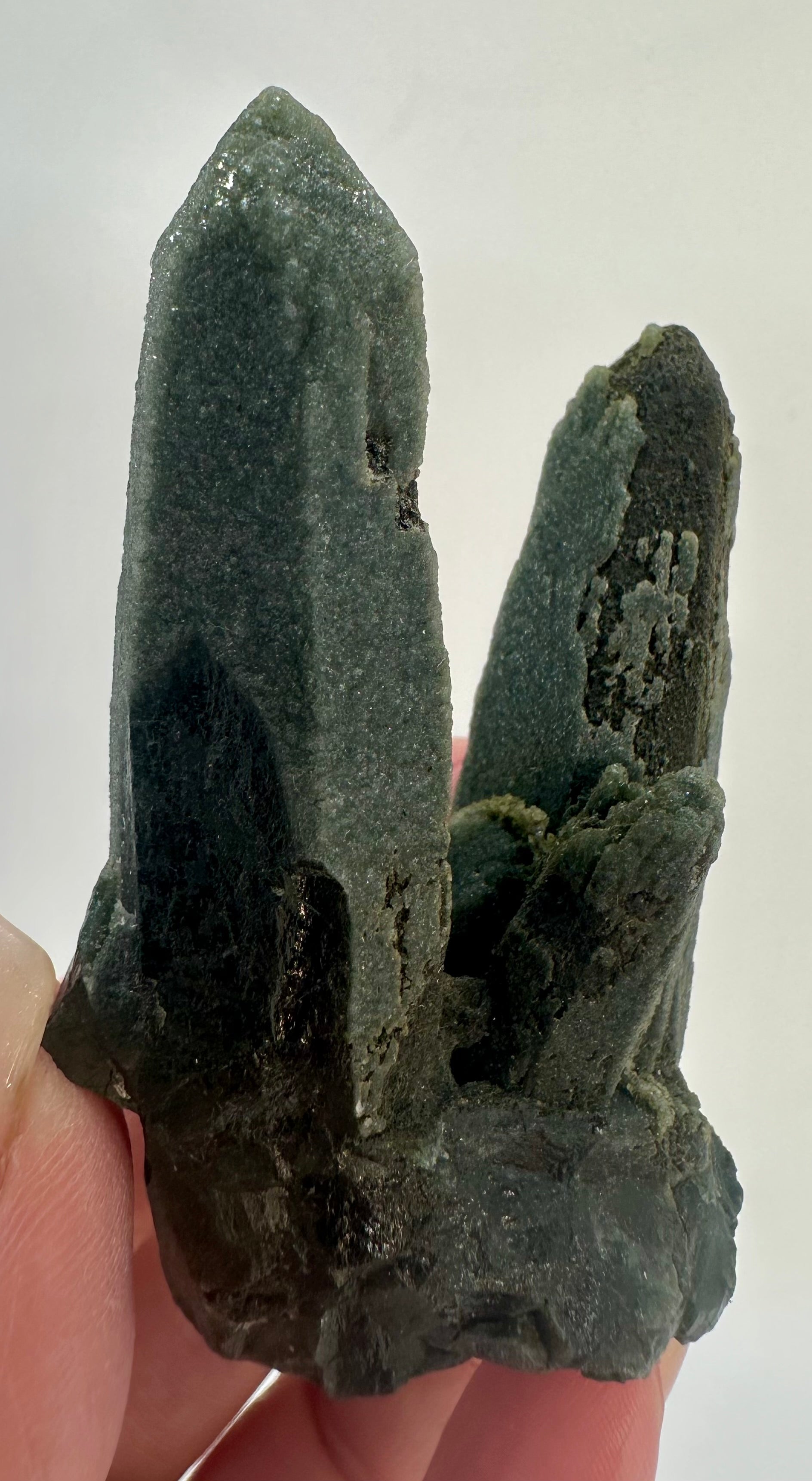 Green Actinolite Twin Point Cluster from Inner Mongolia