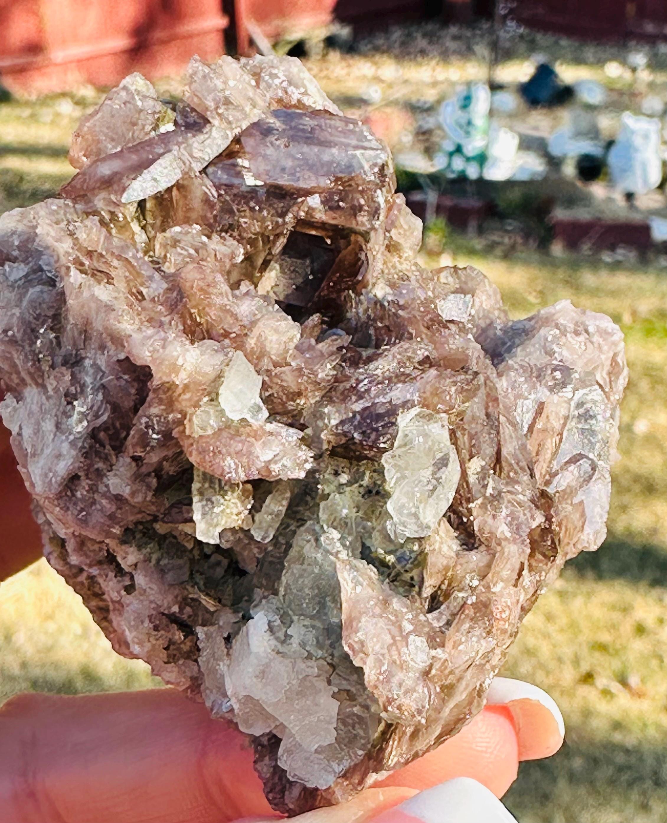 155 grams of Axinite Crystal bunch with Quartz over Epidote matrix from Skardu, Pakistan