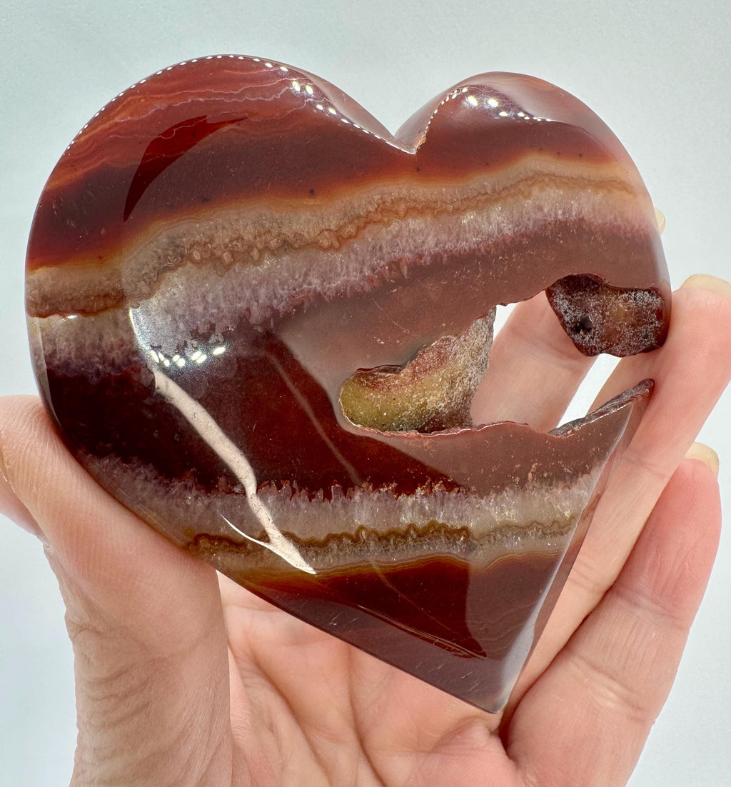 Carnelian Druzy Heart Carving with Bonus Flame