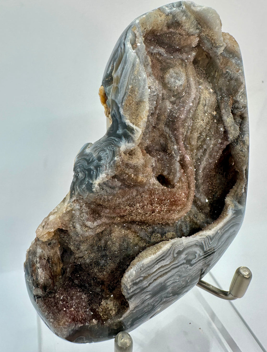 Dark Banded Agate Drusy Heart, Madagascar