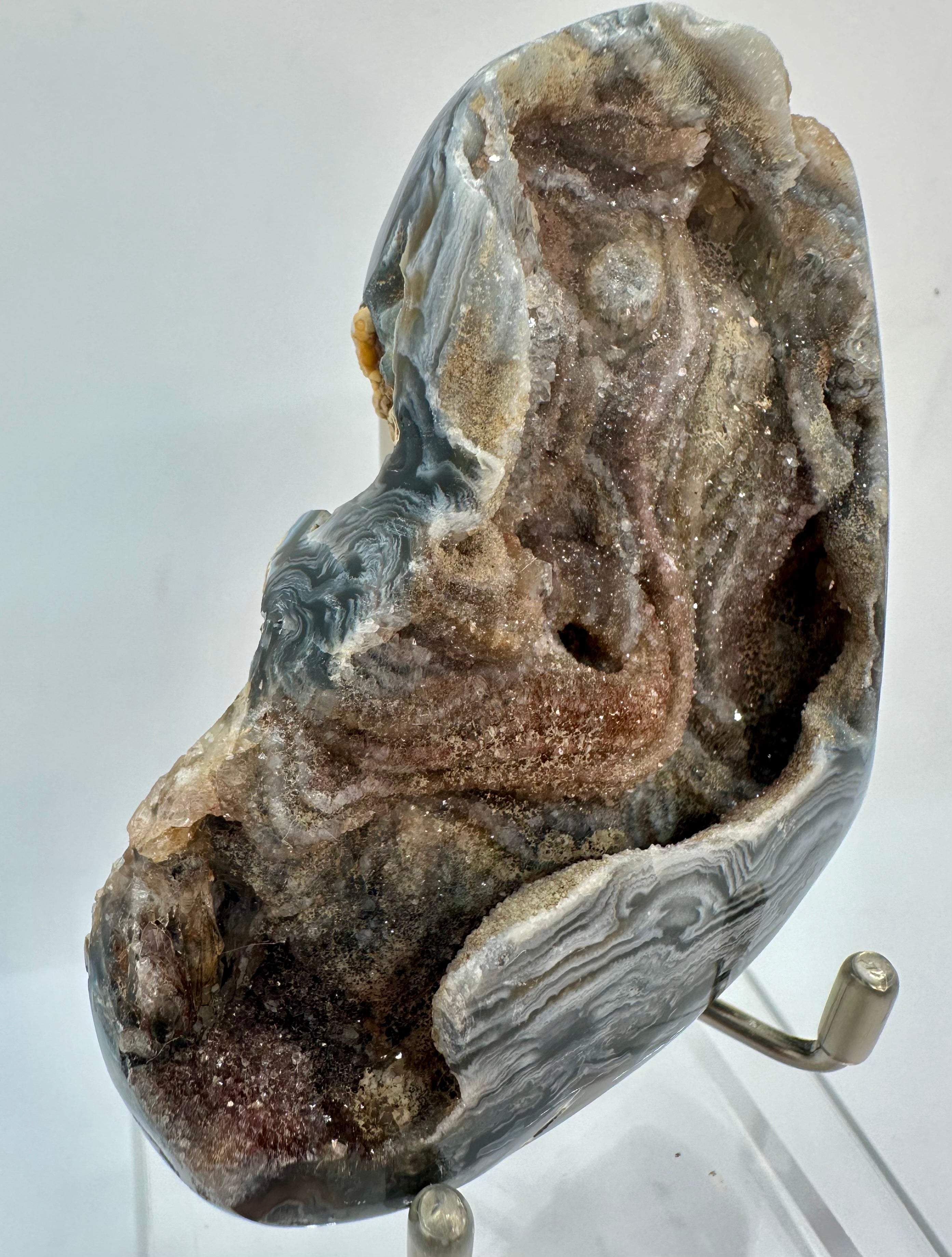 Dark Banded Agate Drusy Heart, Madagascar