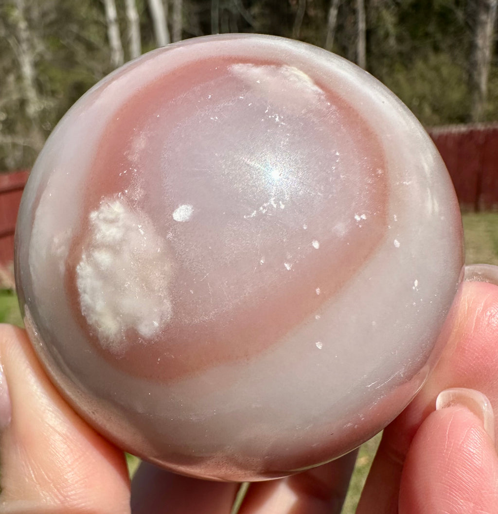 Pink Banded Calcite Sphere and Tower Set, Pakistan