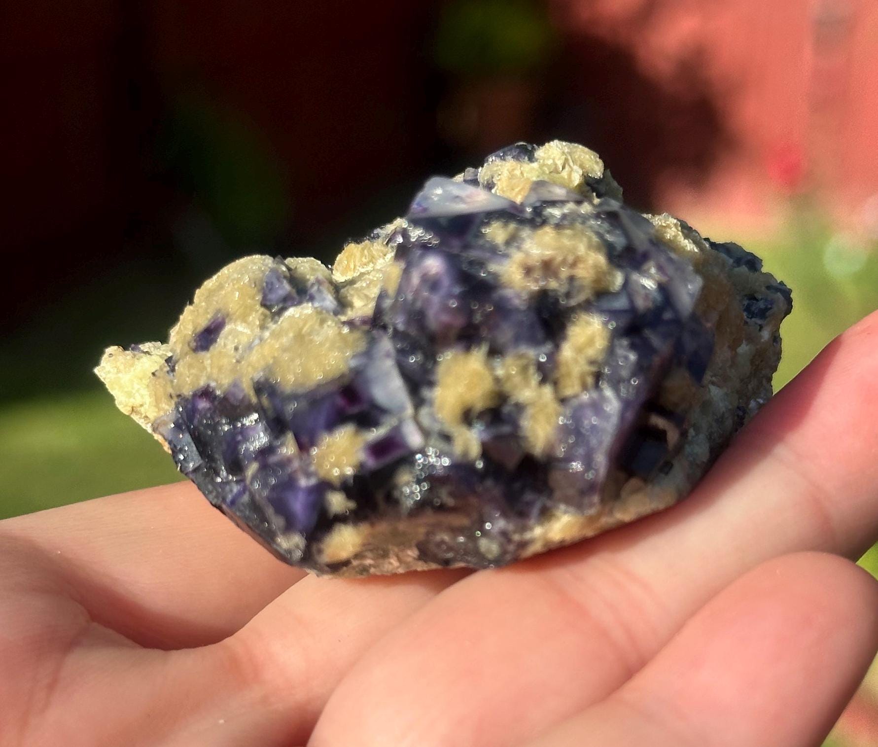 130 Grams Deep Purple Cubic Fluorite with Siderite sourced from Inner Mongolia, China