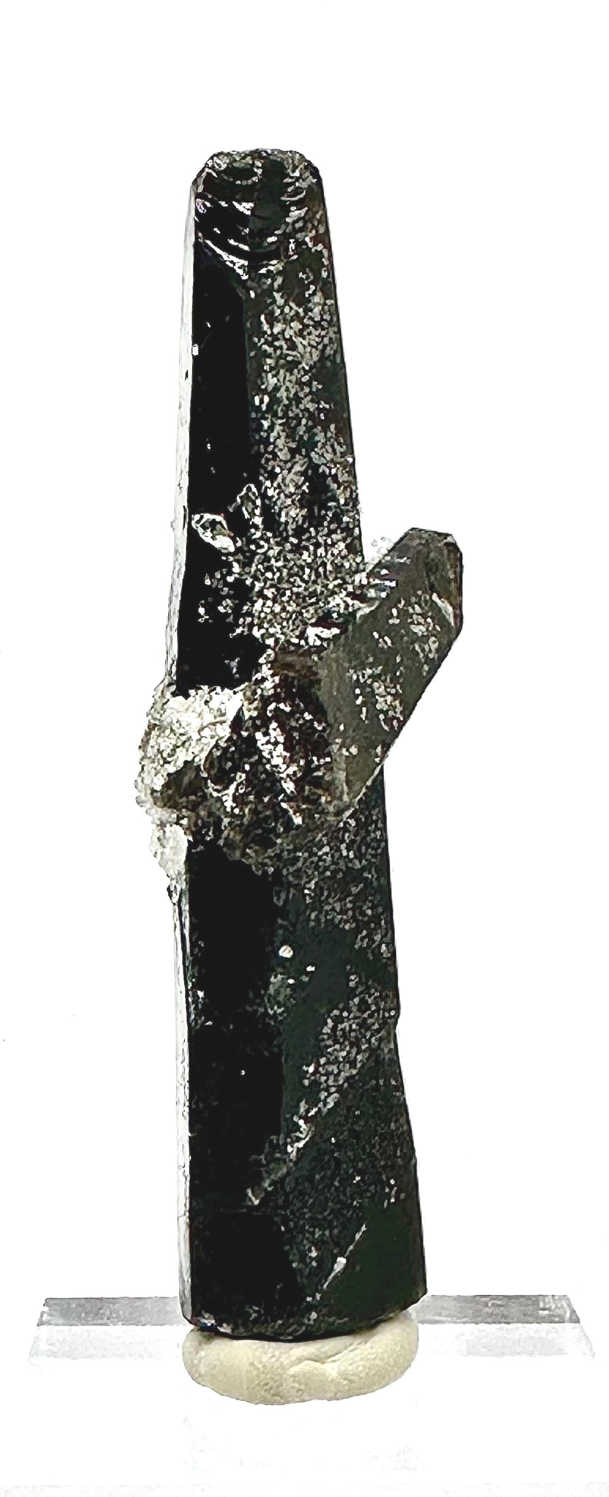 32 Grams Natural Lustrous Black Quartz with Intergrown Crystal and Sugary Zoning from Cristalina, Goiás, Brazil