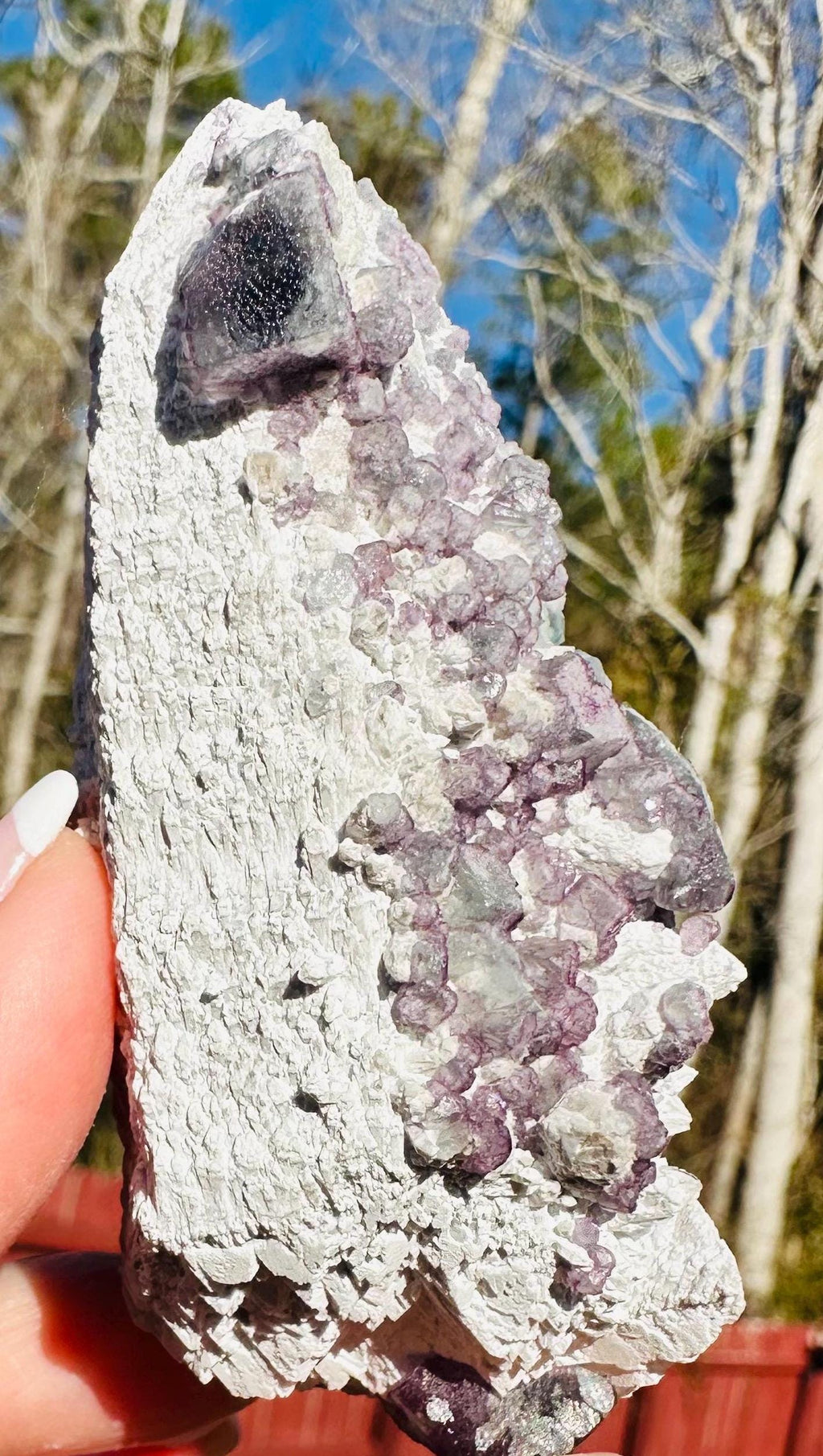 133 Grams DT and ET Natural Green and Purple Octahedron Fluorite over a Second Crystalization Specimen Huanggangliang