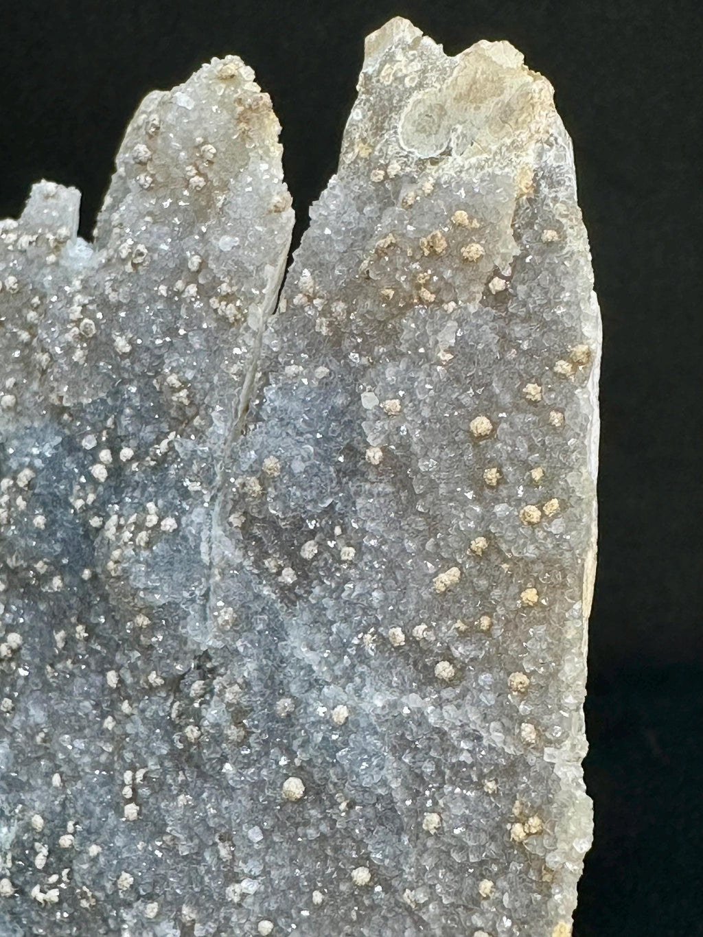 121 grams Drusy Blue‑Grey Chalcedony Slab with Barite “Stars” from Brazil