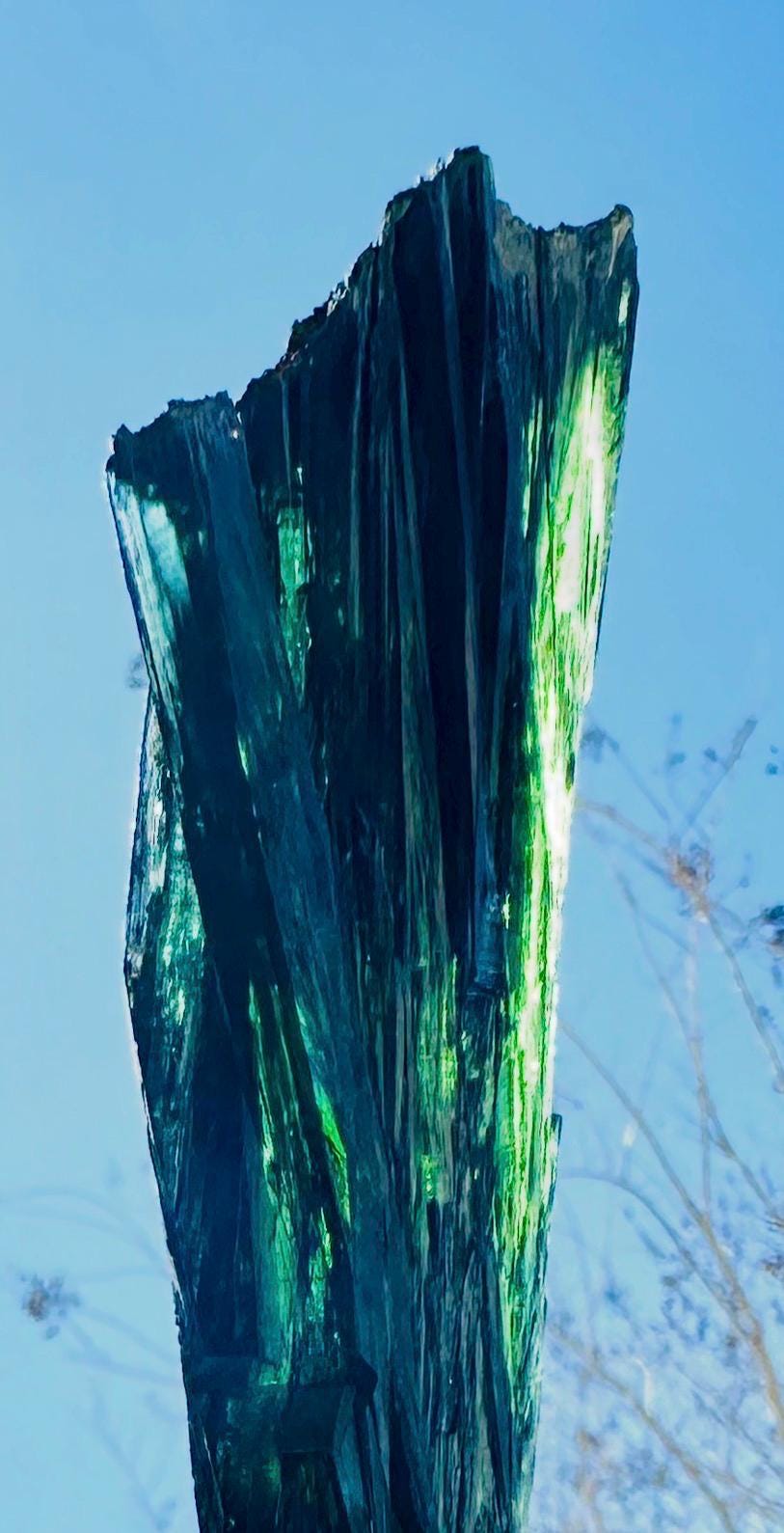 Vivianite Spear — Bright Green & Blue Radiance on Custom Acrylic Stand from Bolivia