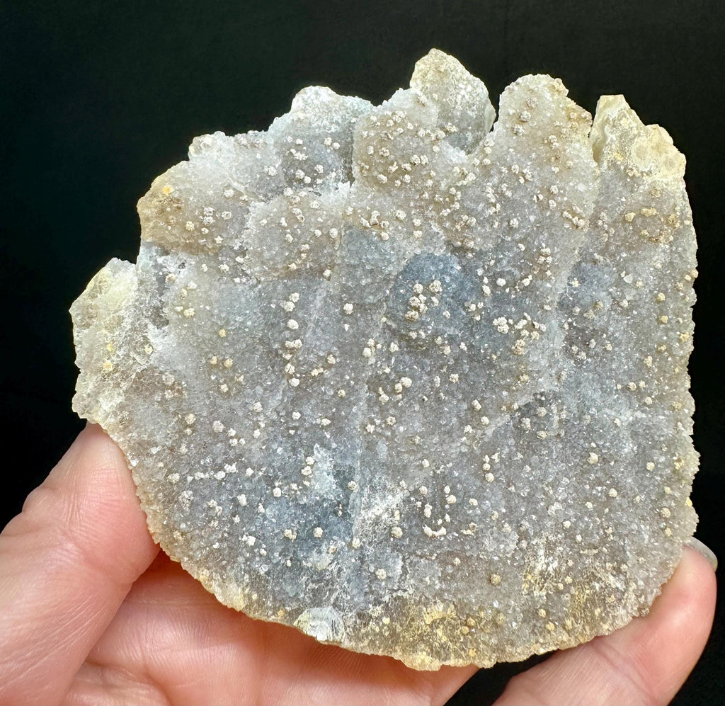121 grams Drusy Blue‑Grey Chalcedony Slab with Barite “Stars” from Brazil