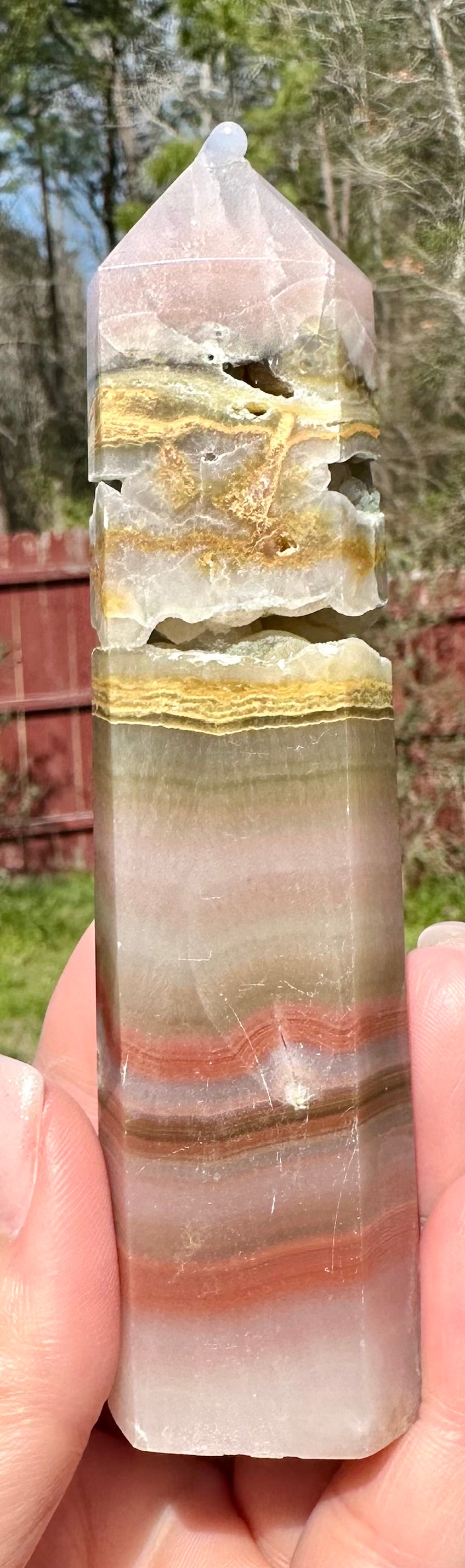 Pink Banded Calcite Sphere and Tower Set, Pakistan