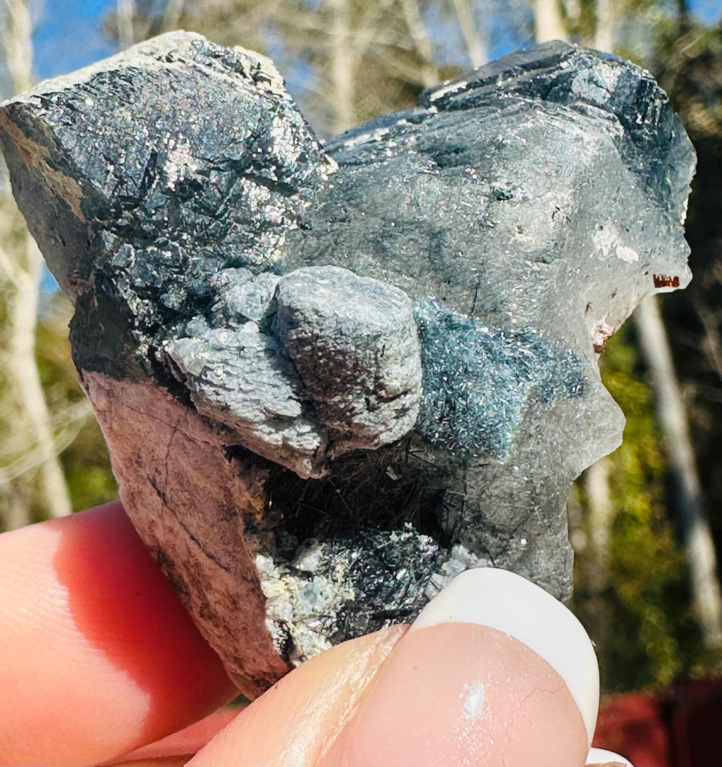 50 Grams of Blue / Black Riebeckite included Quartz From Pakistan