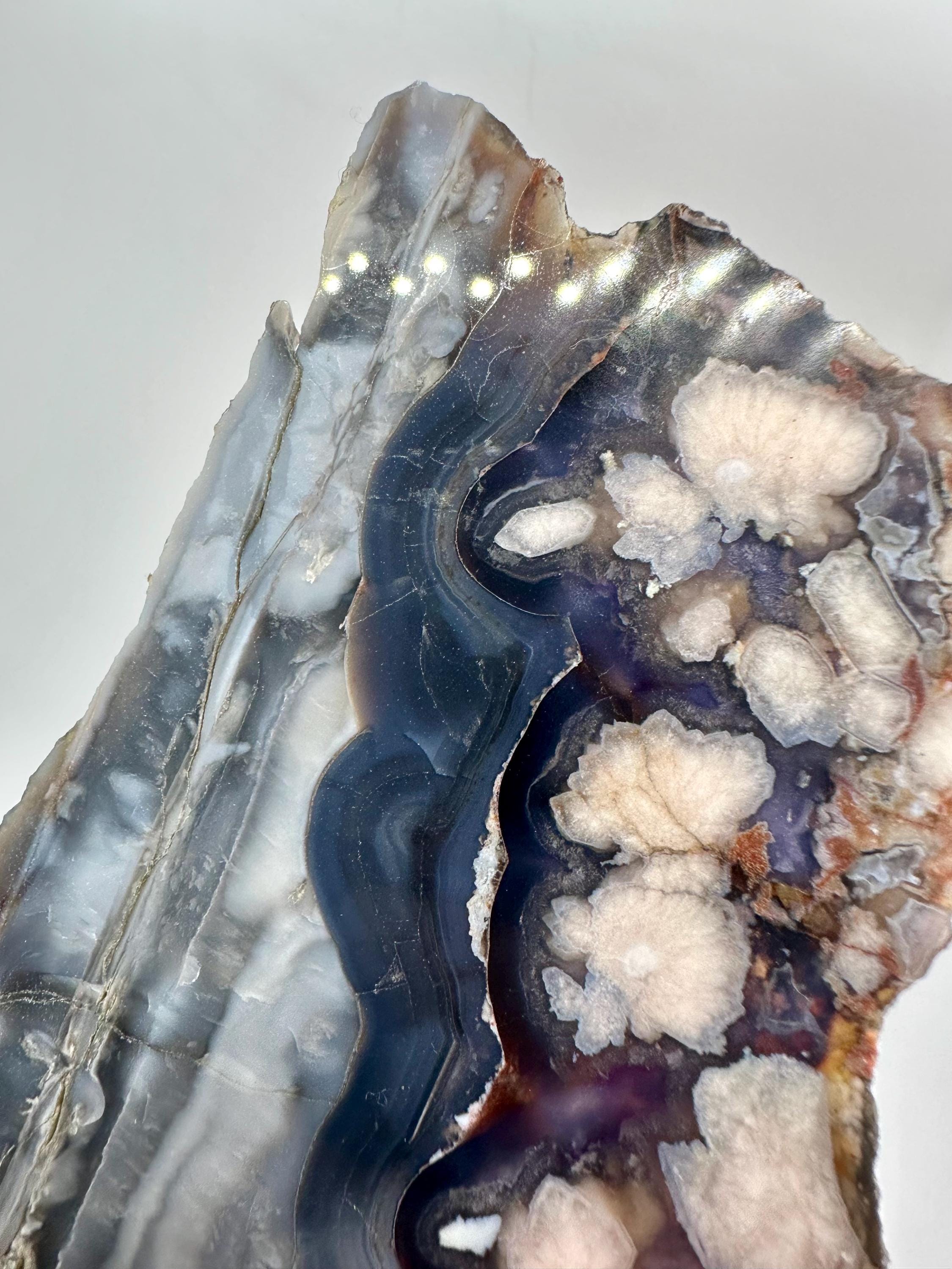 412 Grams Dark Blue Flower Agate Slab from Madagascar