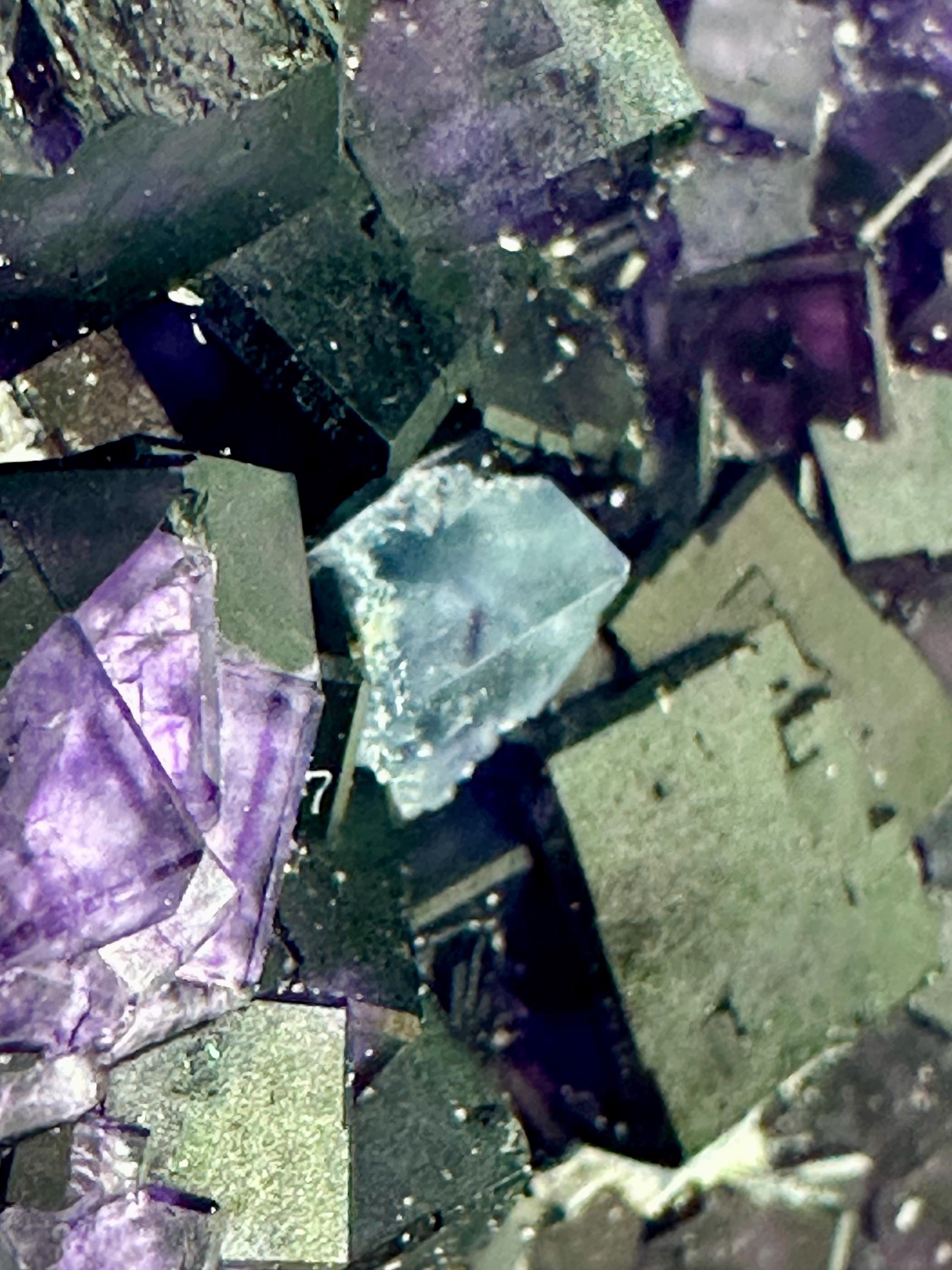 QR‑Code Purple Fluorite Specimens — Choose Your Favorite from Qinglong Mine, Guizhou, China