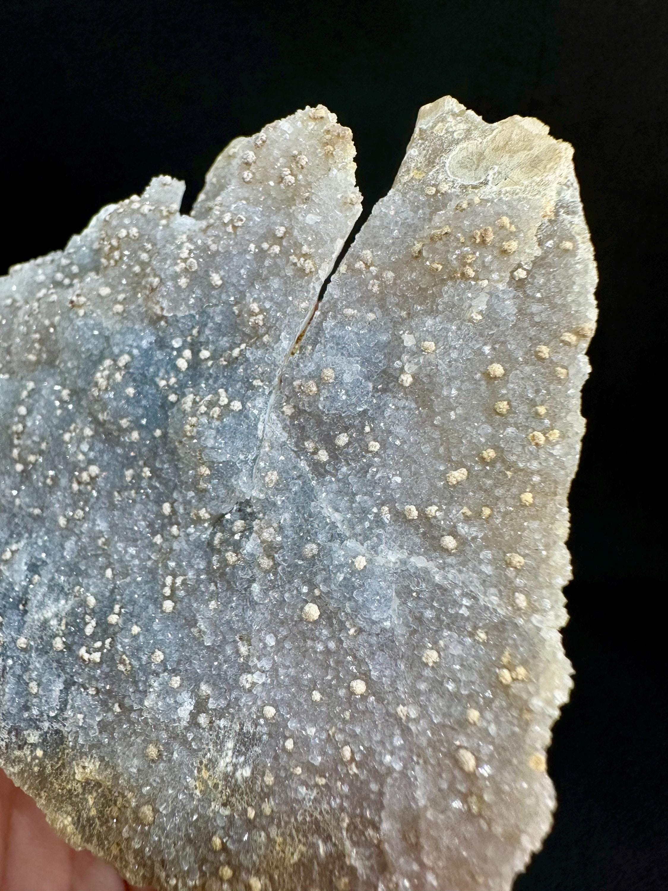 121 grams Drusy Blue‑Grey Chalcedony Slab with Barite “Stars” from Brazil