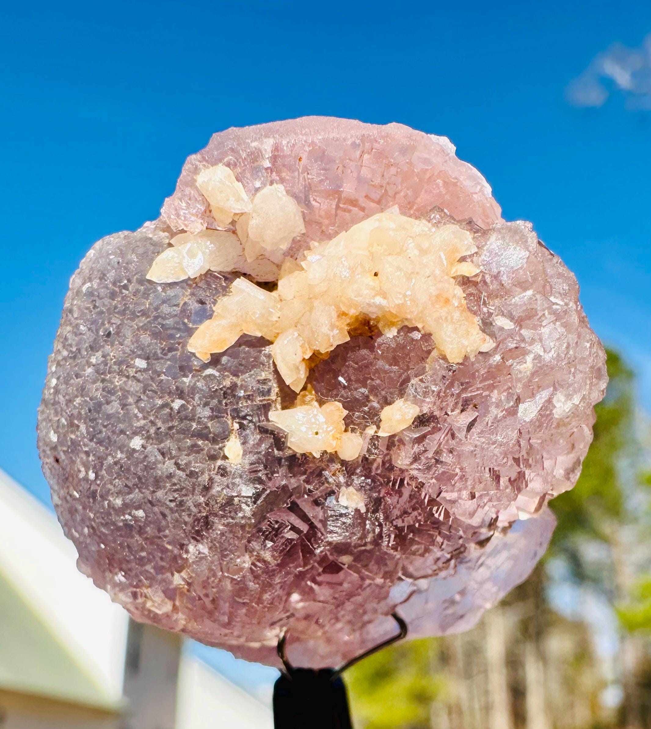 35 Grams Light Pink Botryoidal Fluorite with Calcite