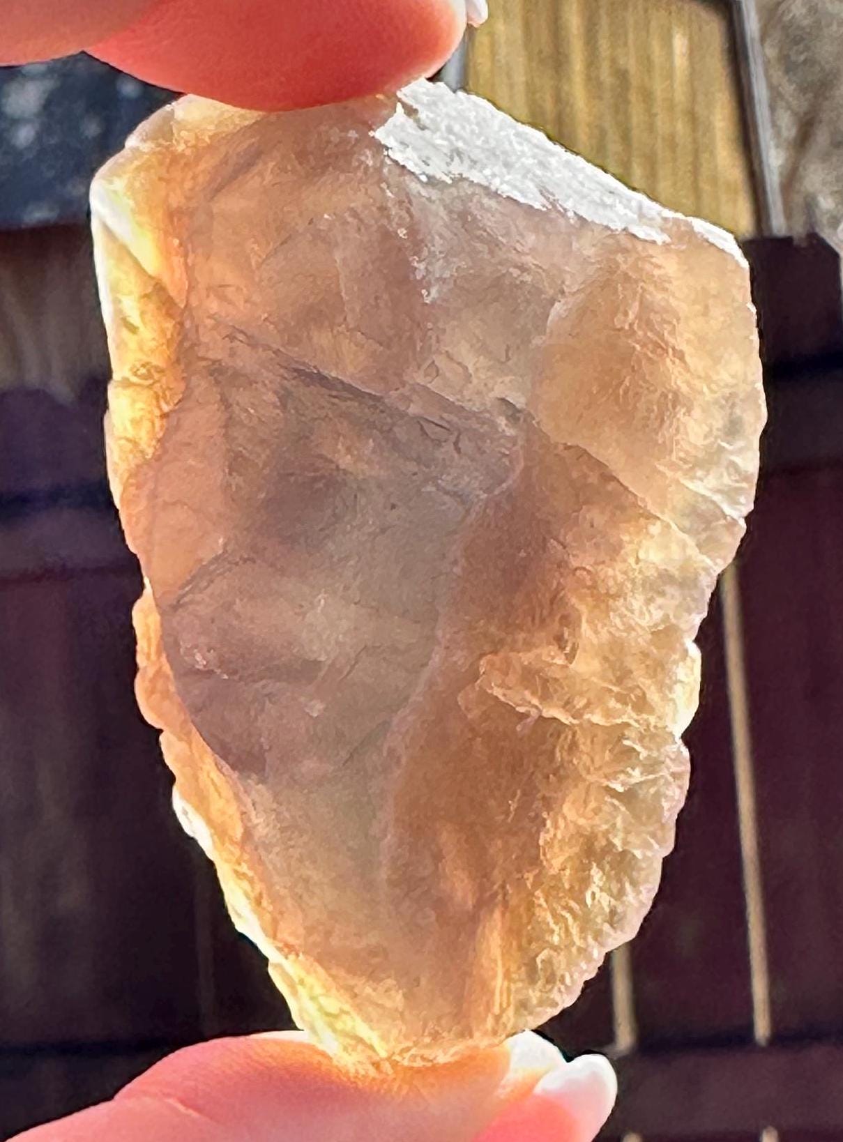 79 Grams Beautifu Natural Transparency Brownish Flourite with Baby Blue Phantom from China