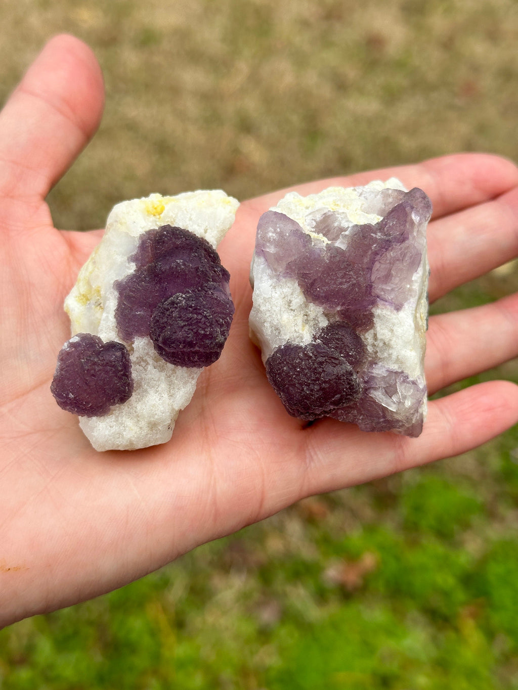 Rare Chamfered Purple Fluorite or Permutahedron Fluorite Specimens in a Quartizide Matrix