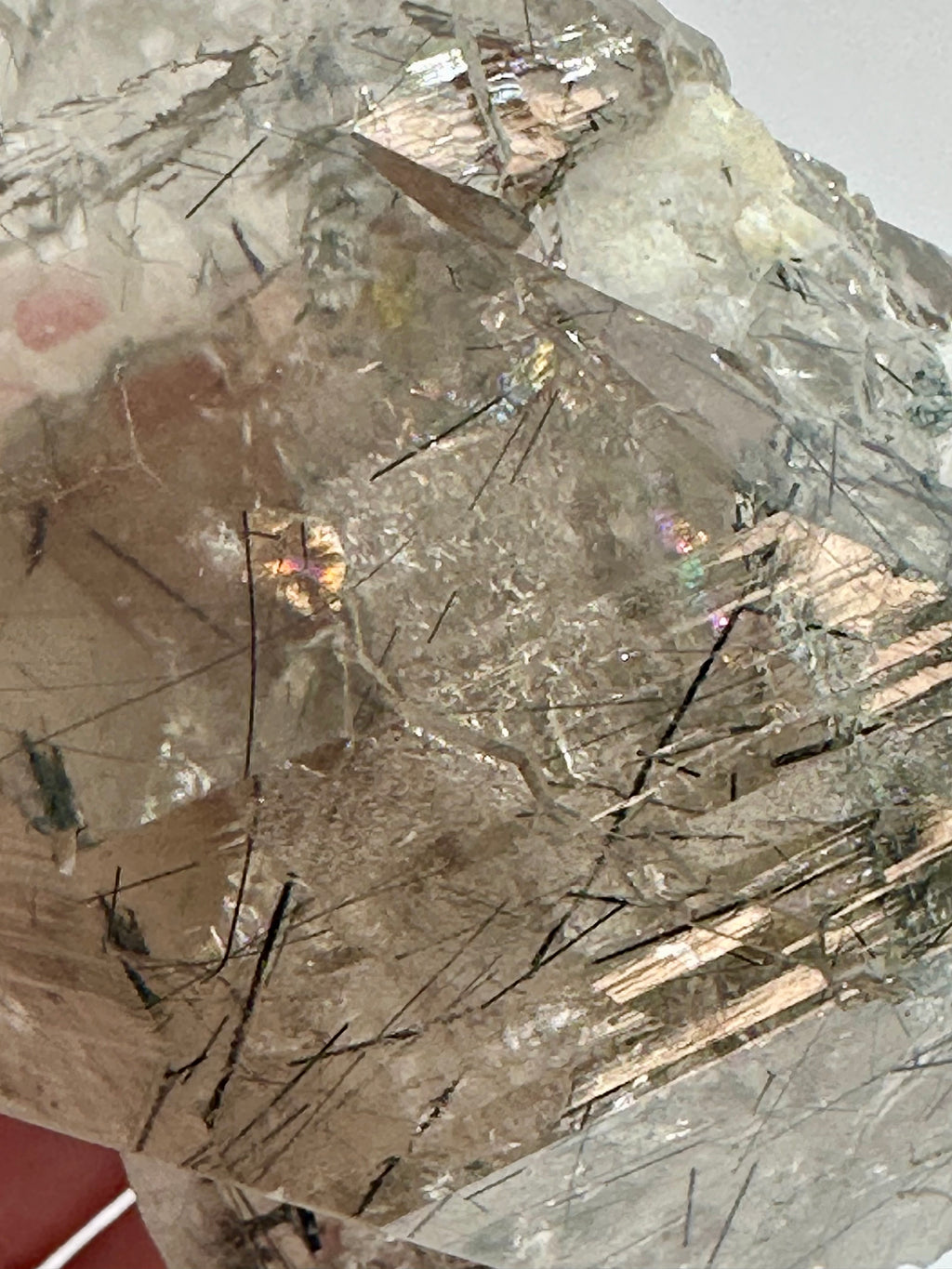 Magnesio-Riebeckite Included Smoky Quartz with Rainbows Point, Sagi Mountain