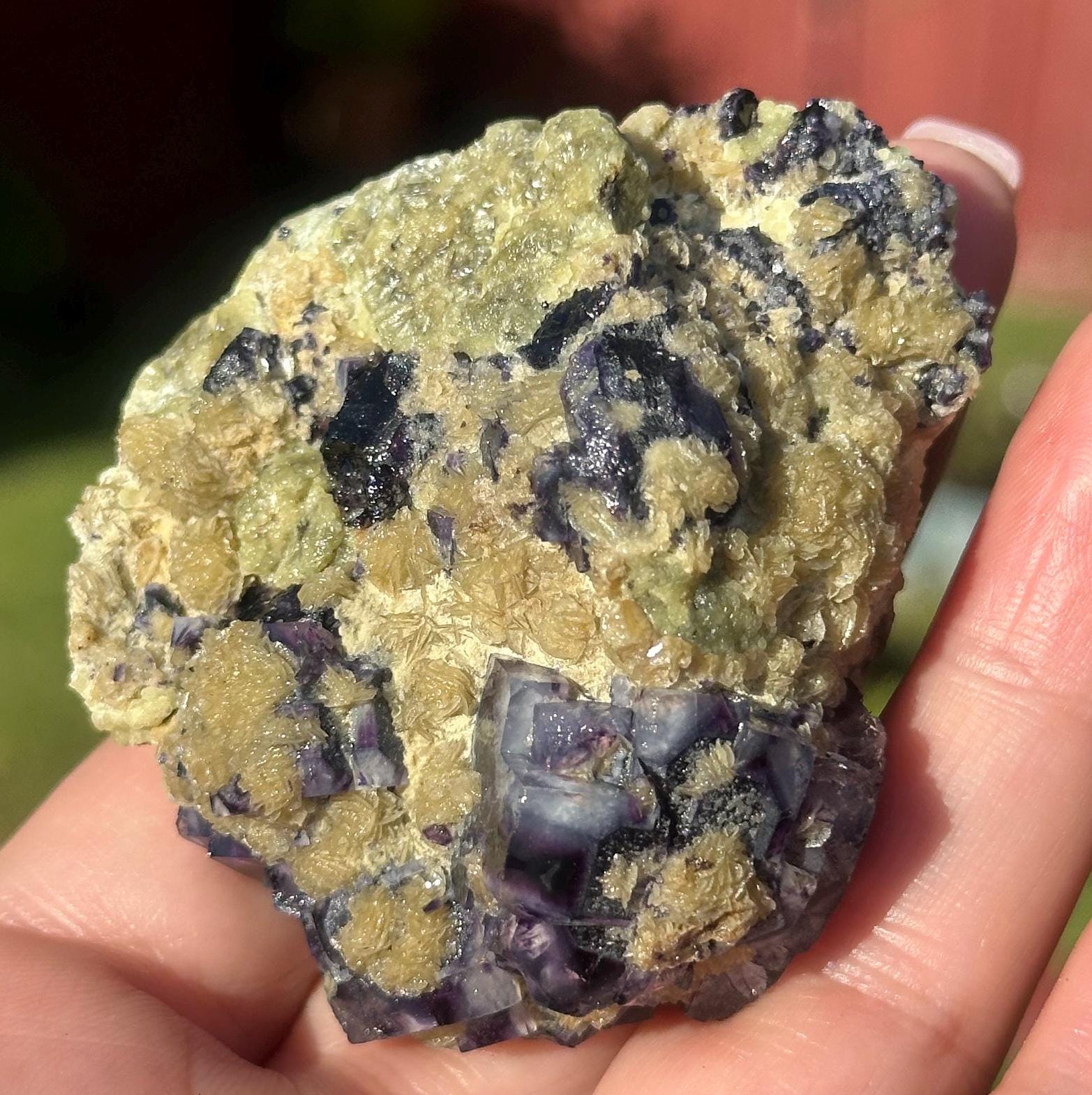 130 Grams Deep Purple Cubic Fluorite with Siderite sourced from Inner Mongolia, China