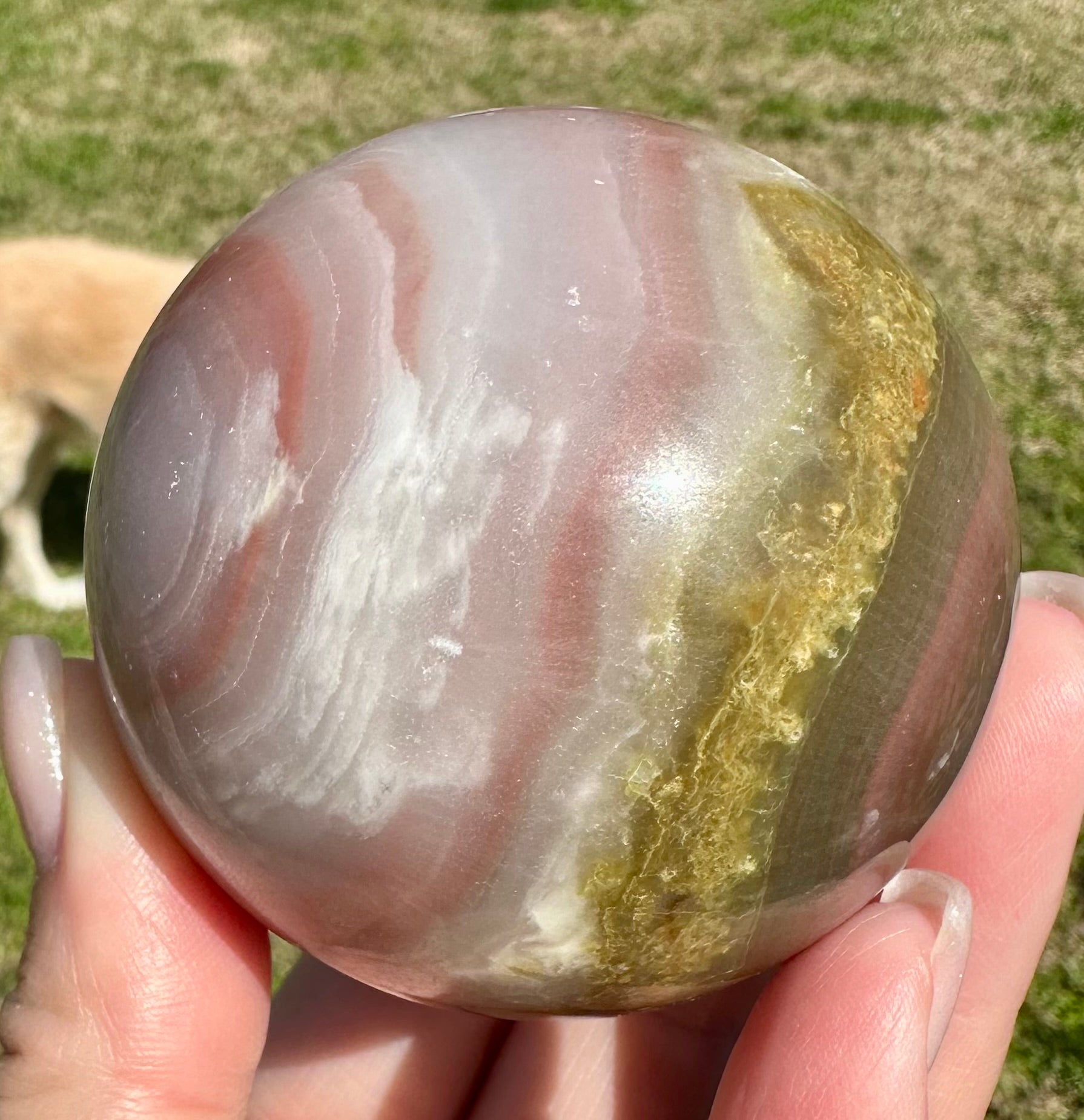Pink Banded Calcite Sphere and Tower Set, Pakistan