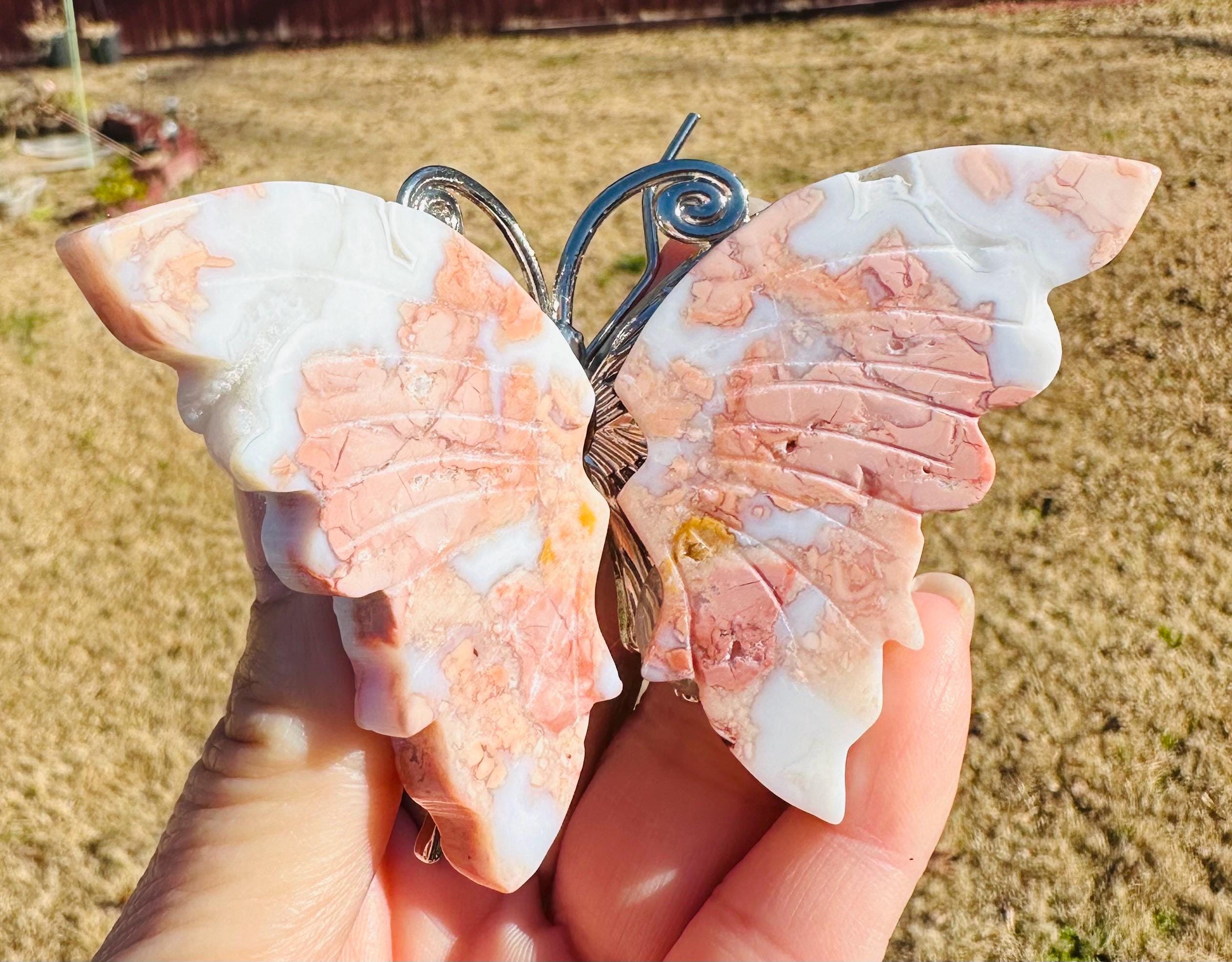Petal Agate AKA Cotton Candy Butterfly & Tower Set — Drusy‑Kissed Beauty from Mexico