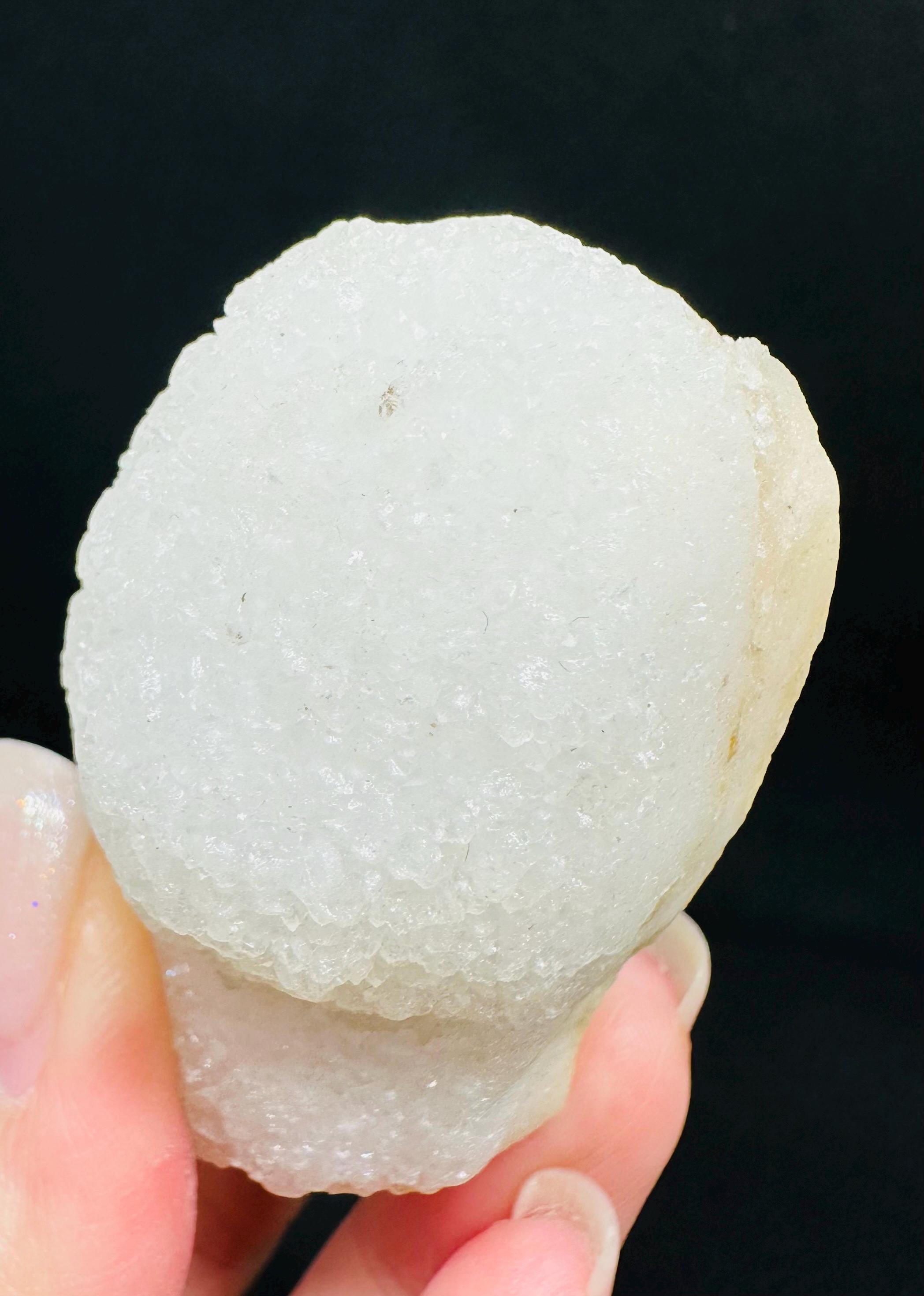 Self-Standing White Chalcedony Stalactite from Morocco