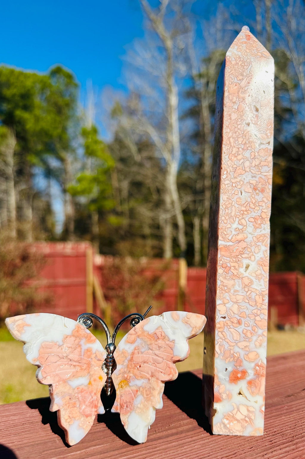Petal Agate AKA Cotton Candy Butterfly & Tower Set — Drusy‑Kissed Beauty from Mexico