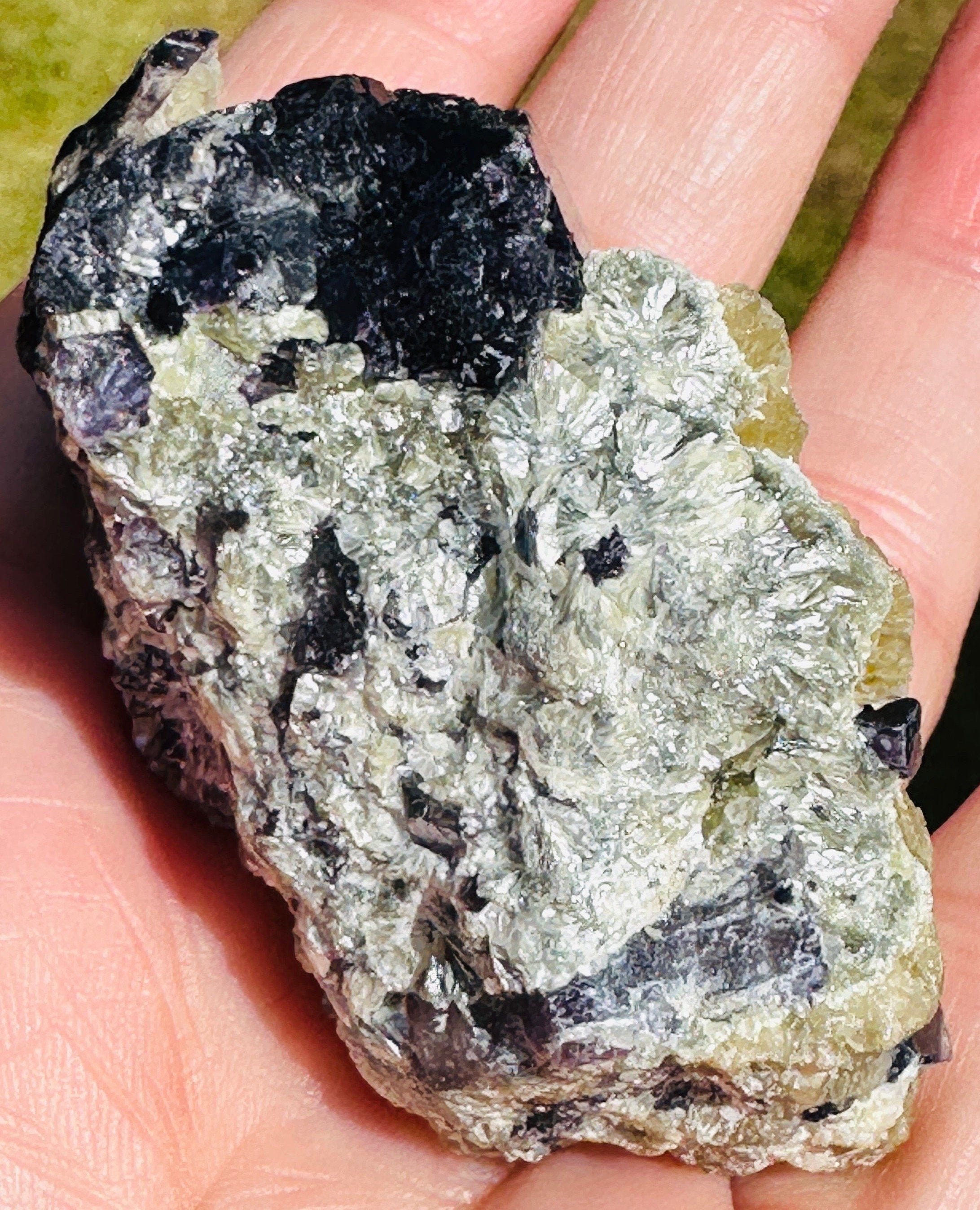62 Grams Beautiful Unique Siderite Mini Roses in a Dark Purple Fluorite matrix from Inner Mongolia, China