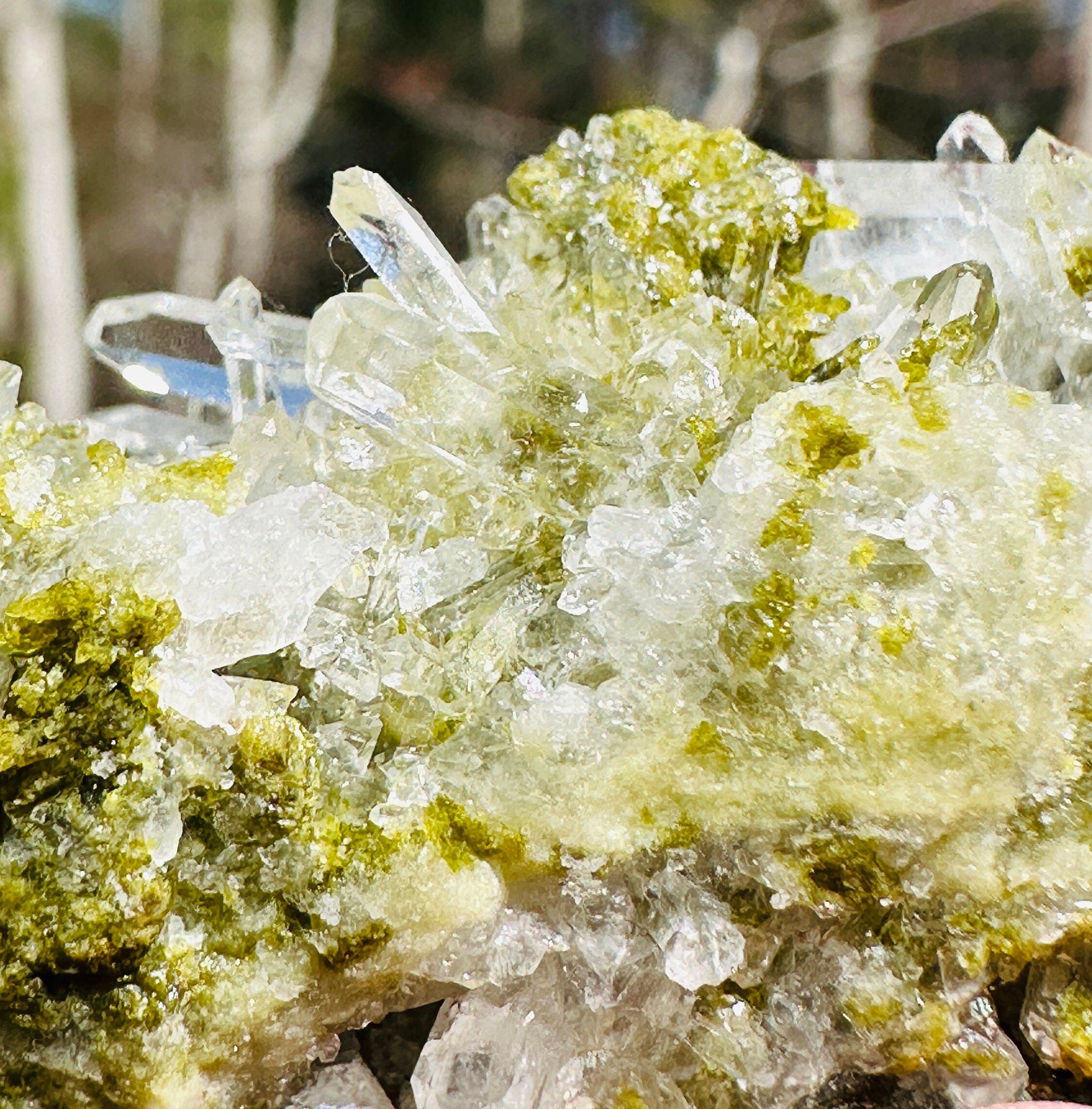 90 Grams Green Epidote  with a Needle Quartz Bunch from Pakistan